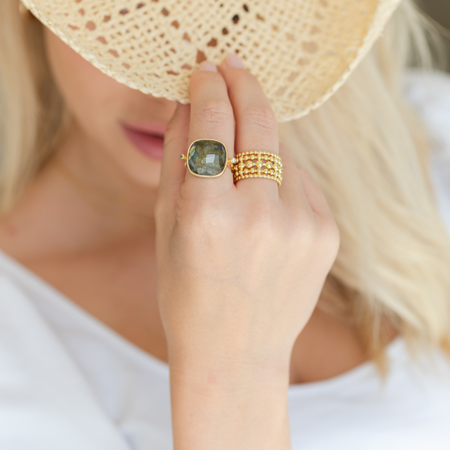 Ms. Reliability Square Stone Ring