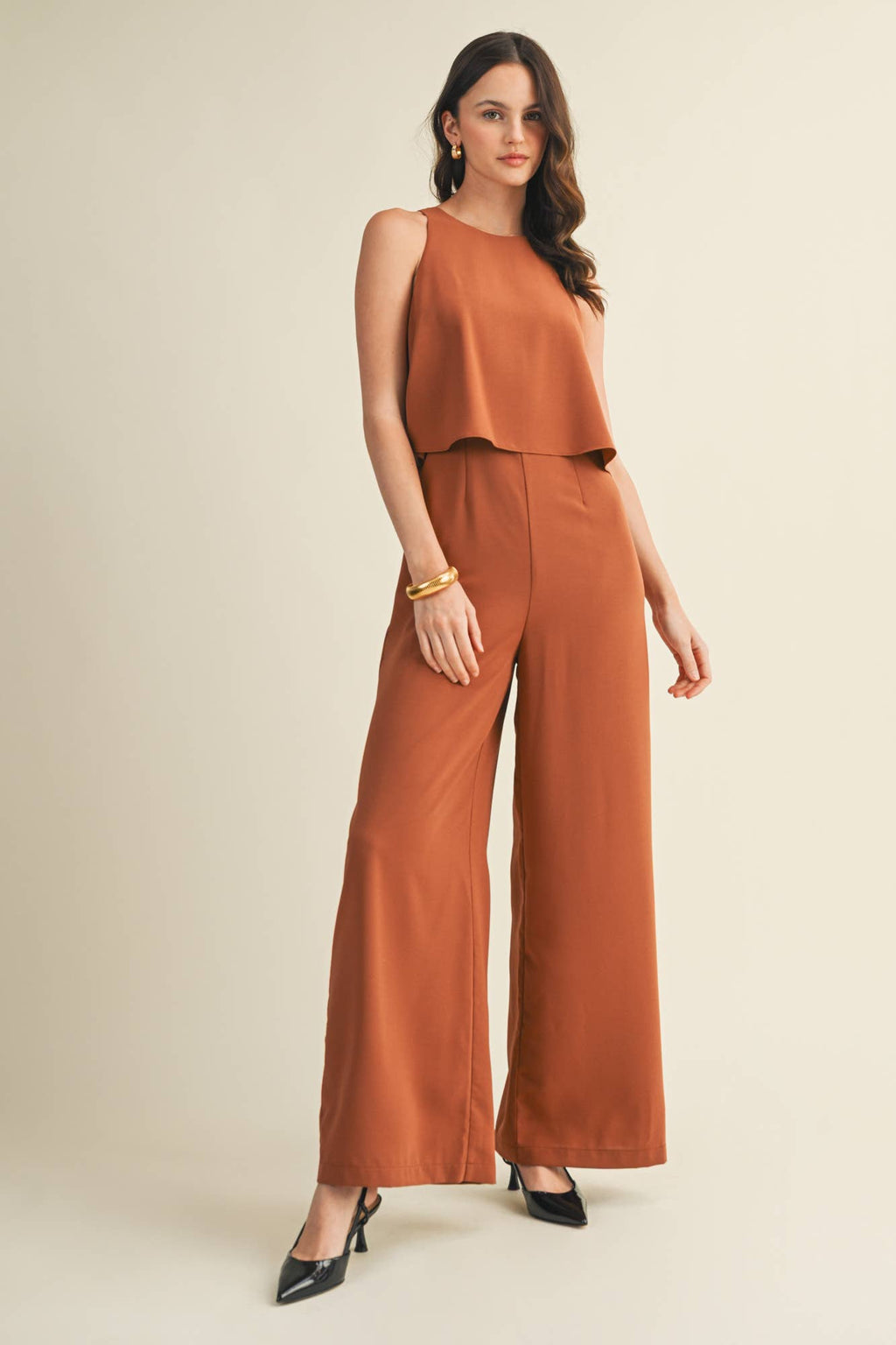 Lola Sleeveless Jumpsuit in Soft Hazel