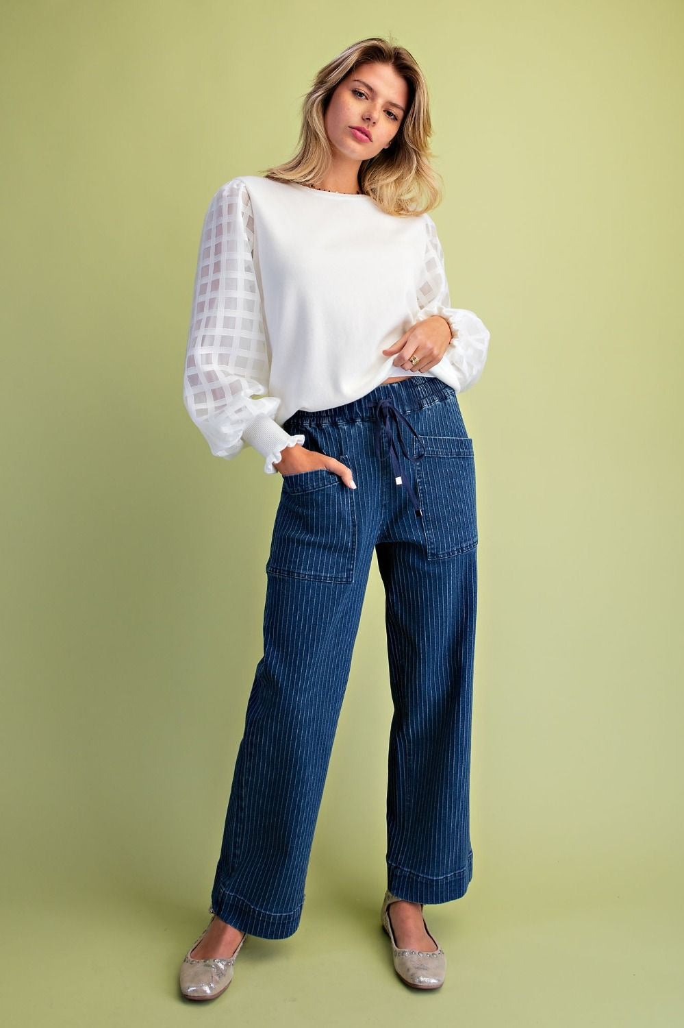 Ellen Ribbed Stretch Denim Pants