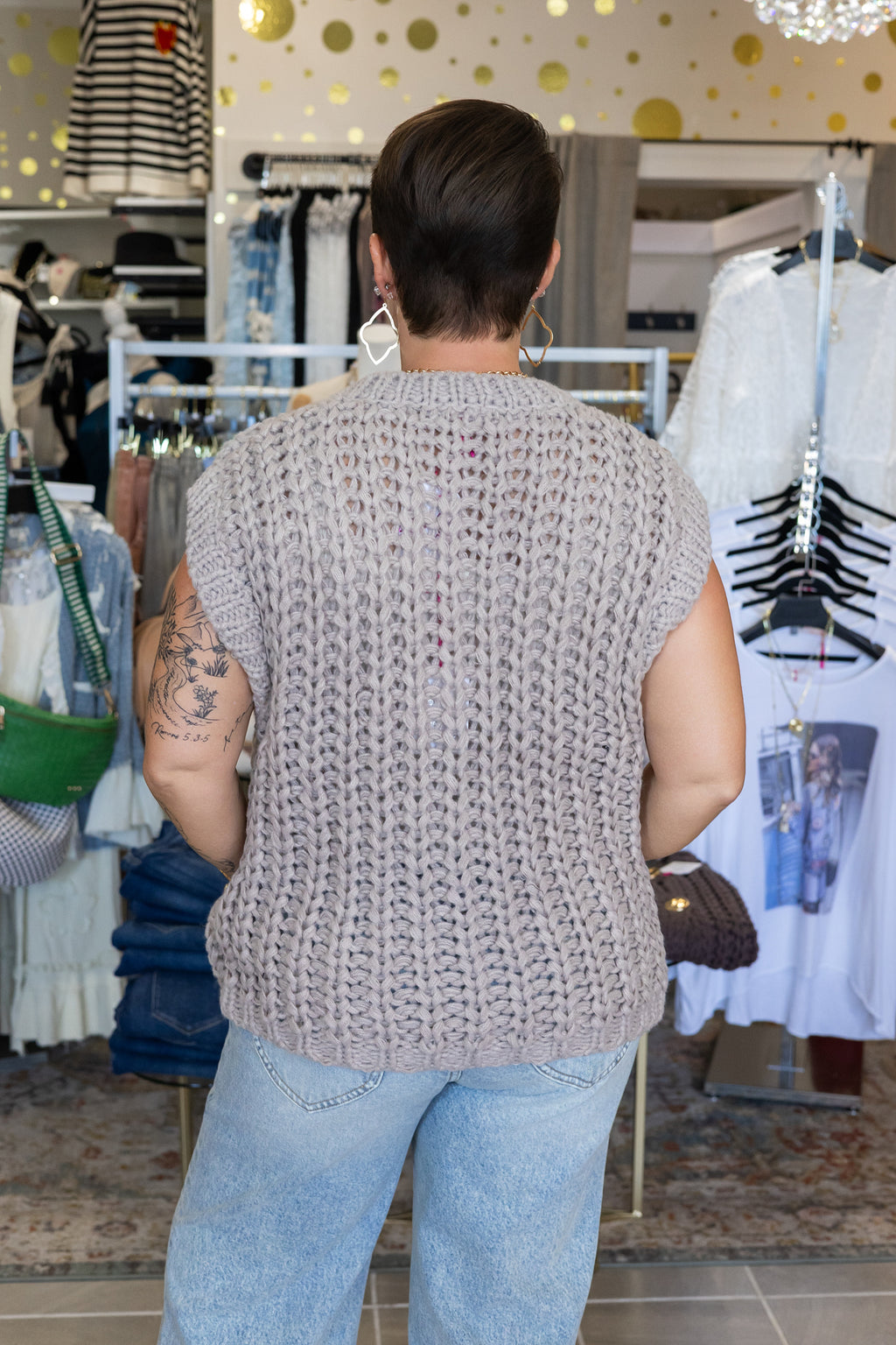 Loretta Oversized Button Down Top - Italian Chunky Knit