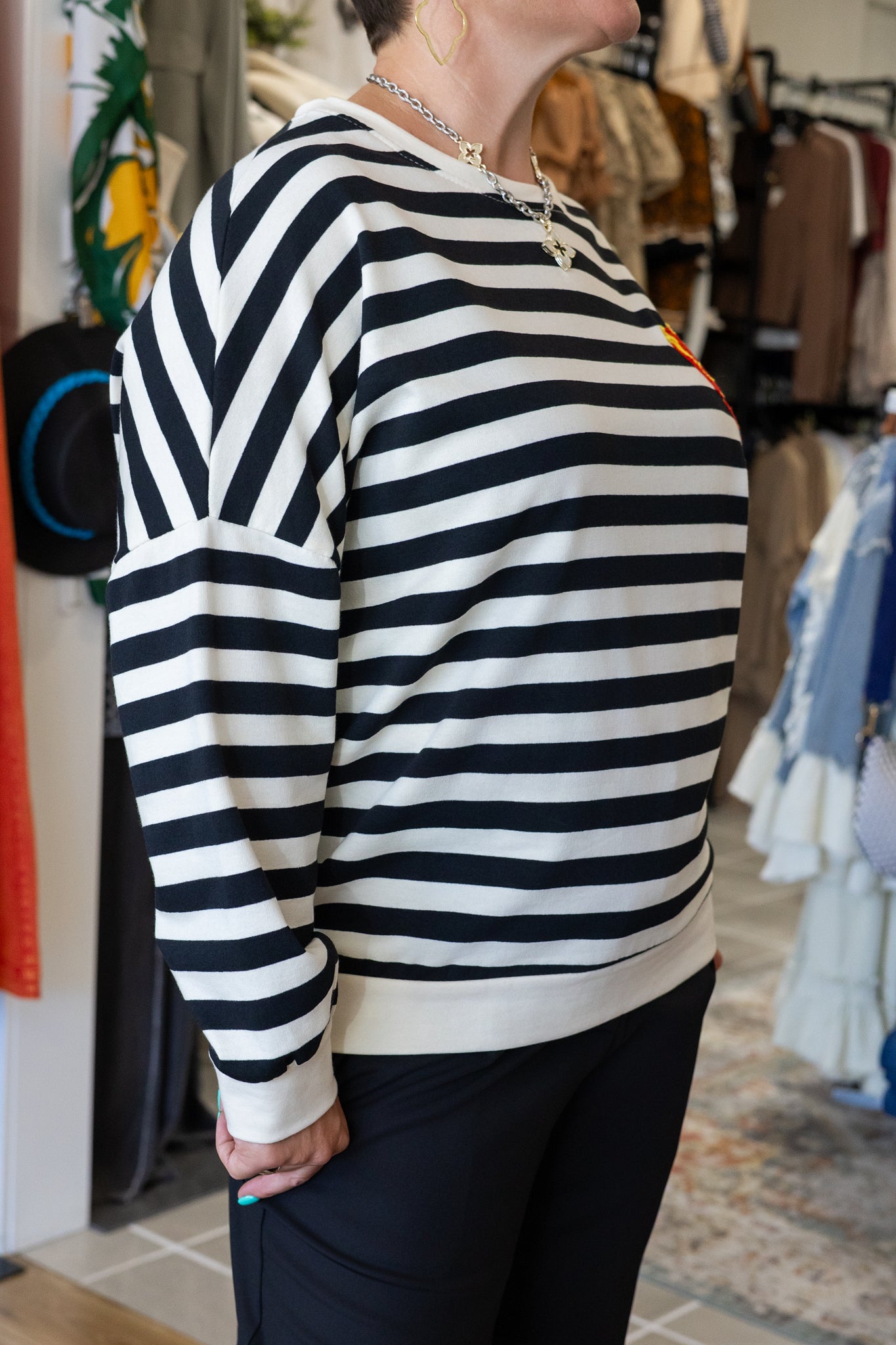 Claira Striped Crewneck w/ Heart