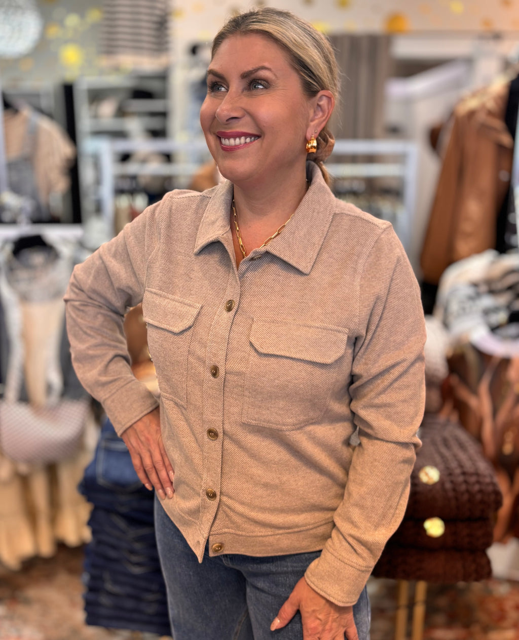 Molly Classic Button Down Jacket - Soft Fabric