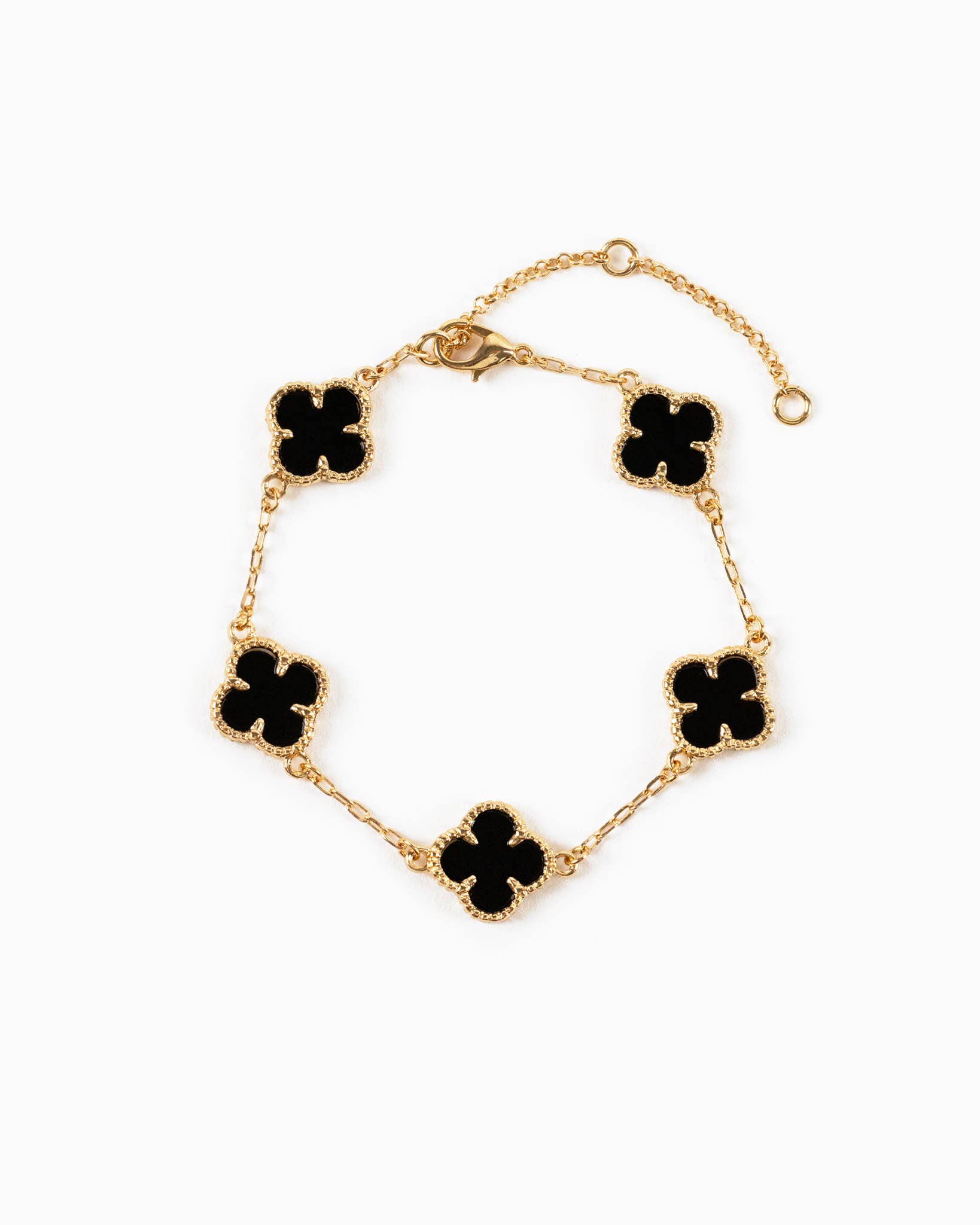 Double Sided Pearl Clover Chain Bracelet