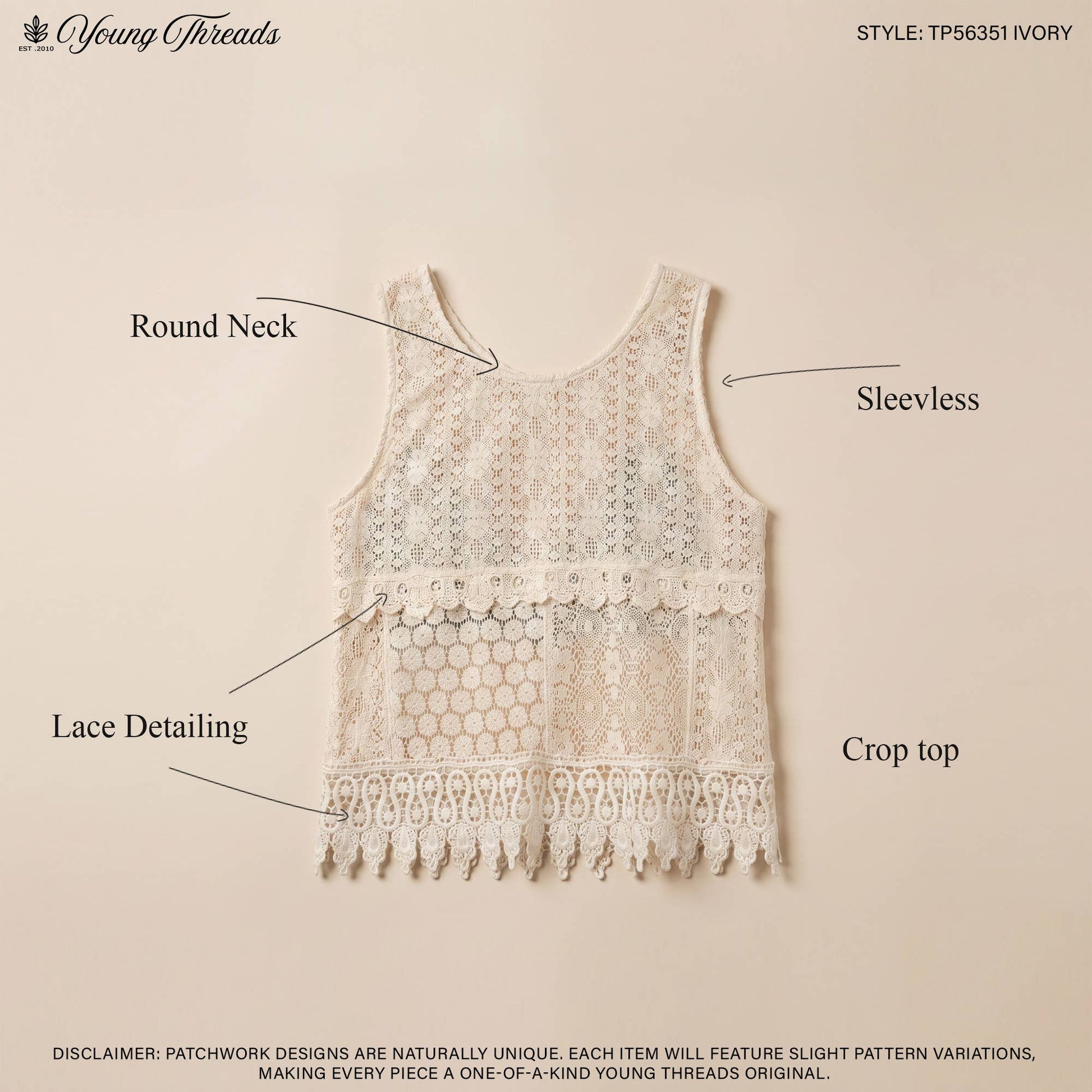 Ivory Tiered Lace Boho Tank Top