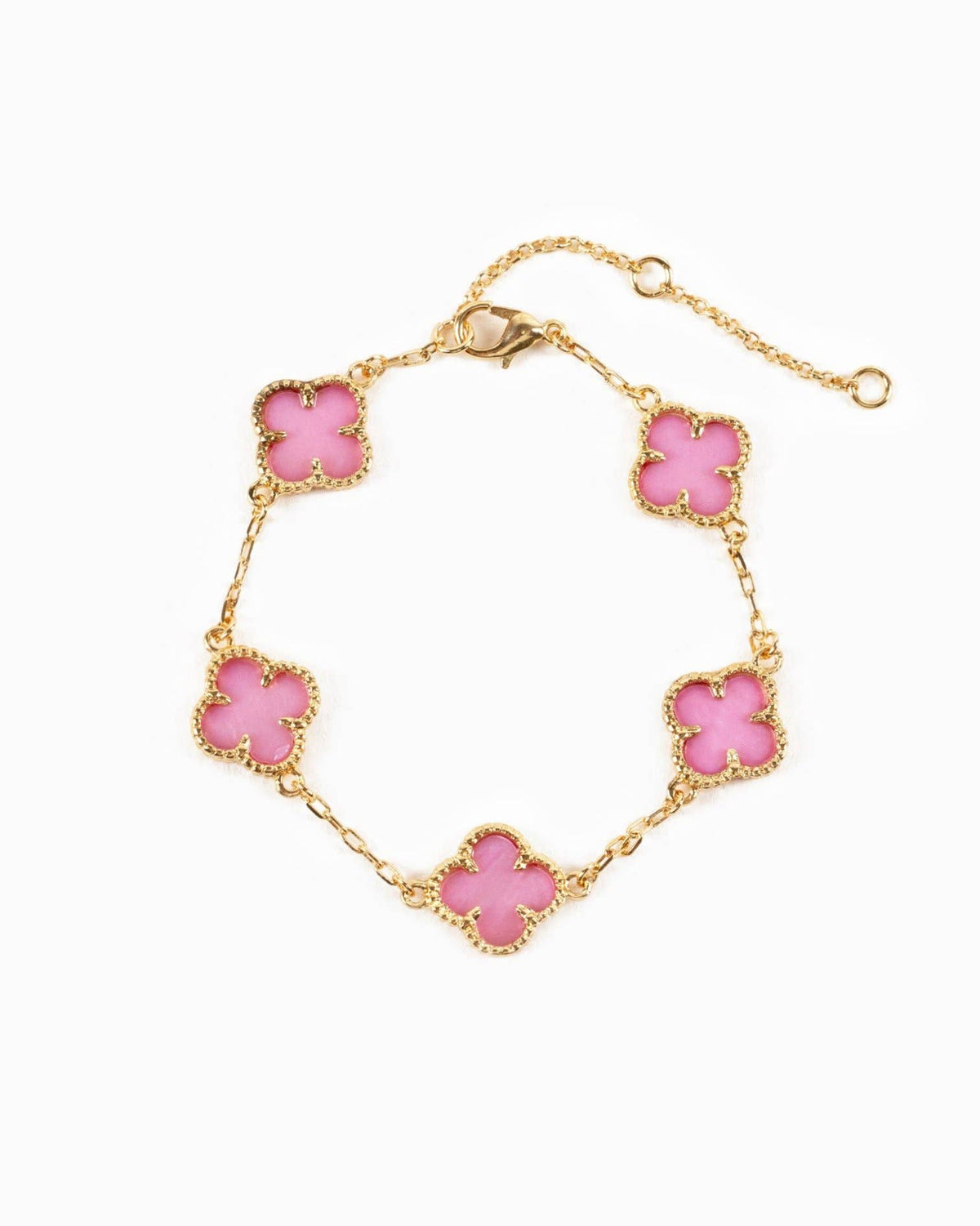 Double Sided Pearl Clover Chain Bracelet