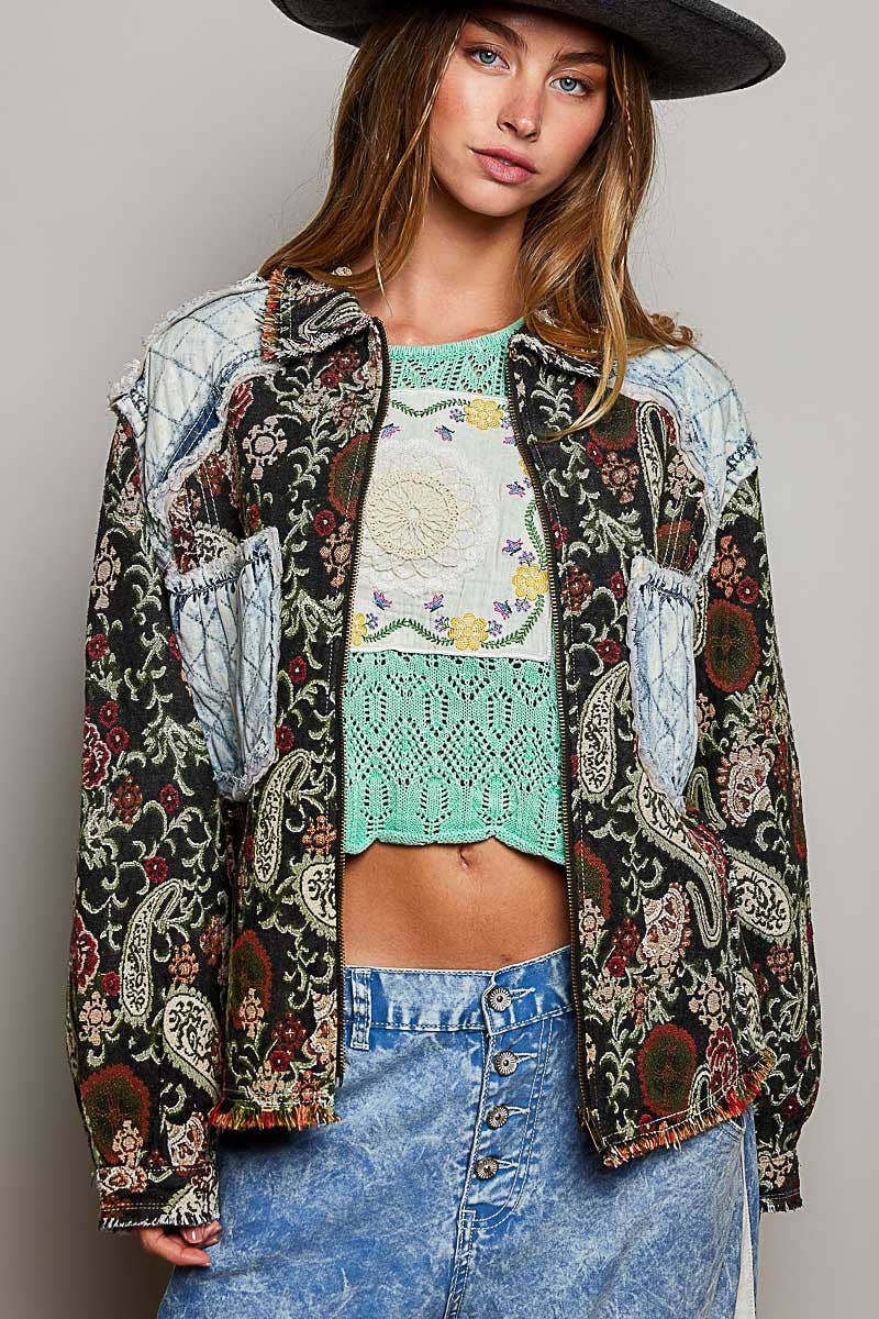 Valentina Vintage Jacquard Patch Jacket