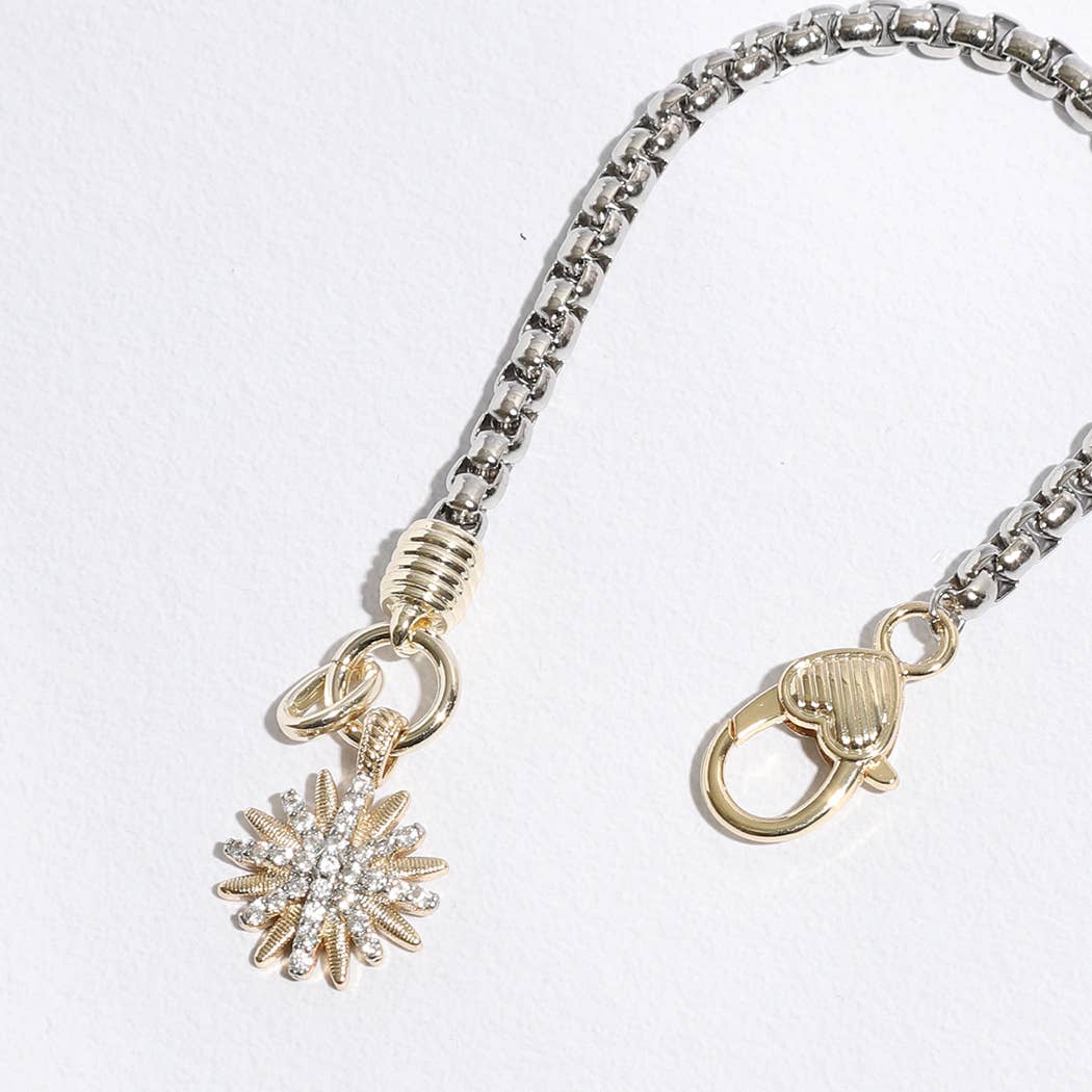 Starburst CZ Two-Toned Chain Design Bracelet