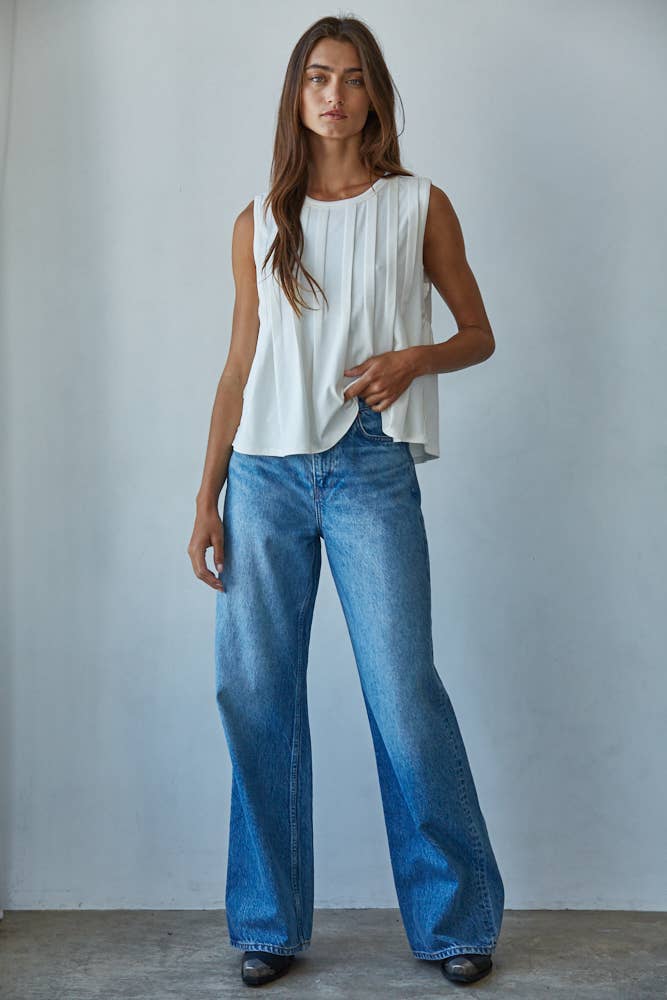 Lucienne Pleated Sleeveless Top