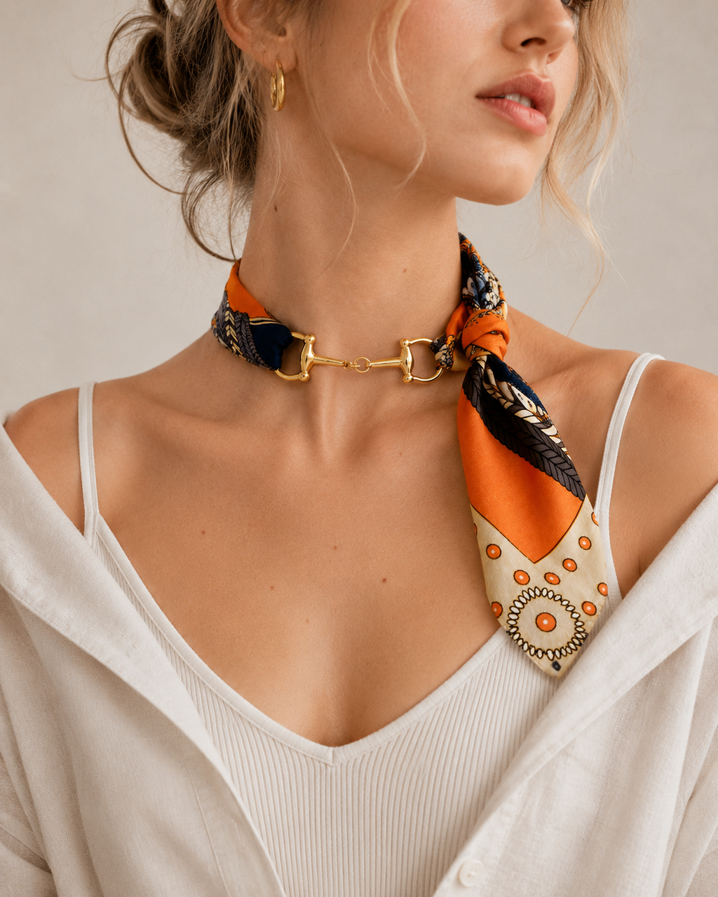 Horse Bit Silk Scarf Chocker Necklace