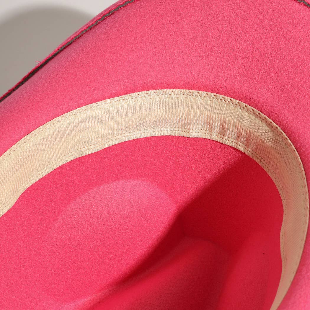 Rhinestone Decorative Solid Color Cowboy Hat