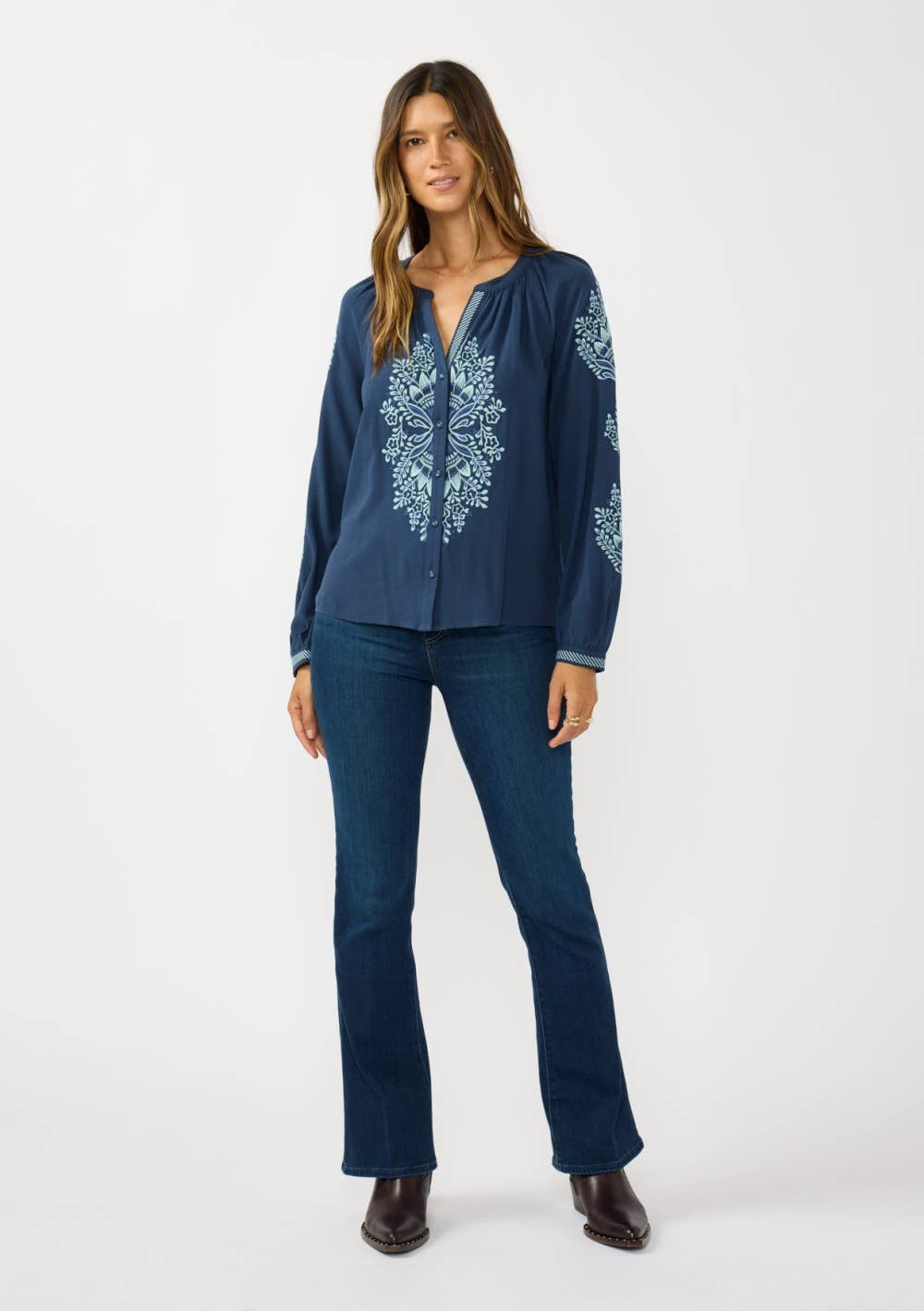 Maeve Embroidered Button Blouse