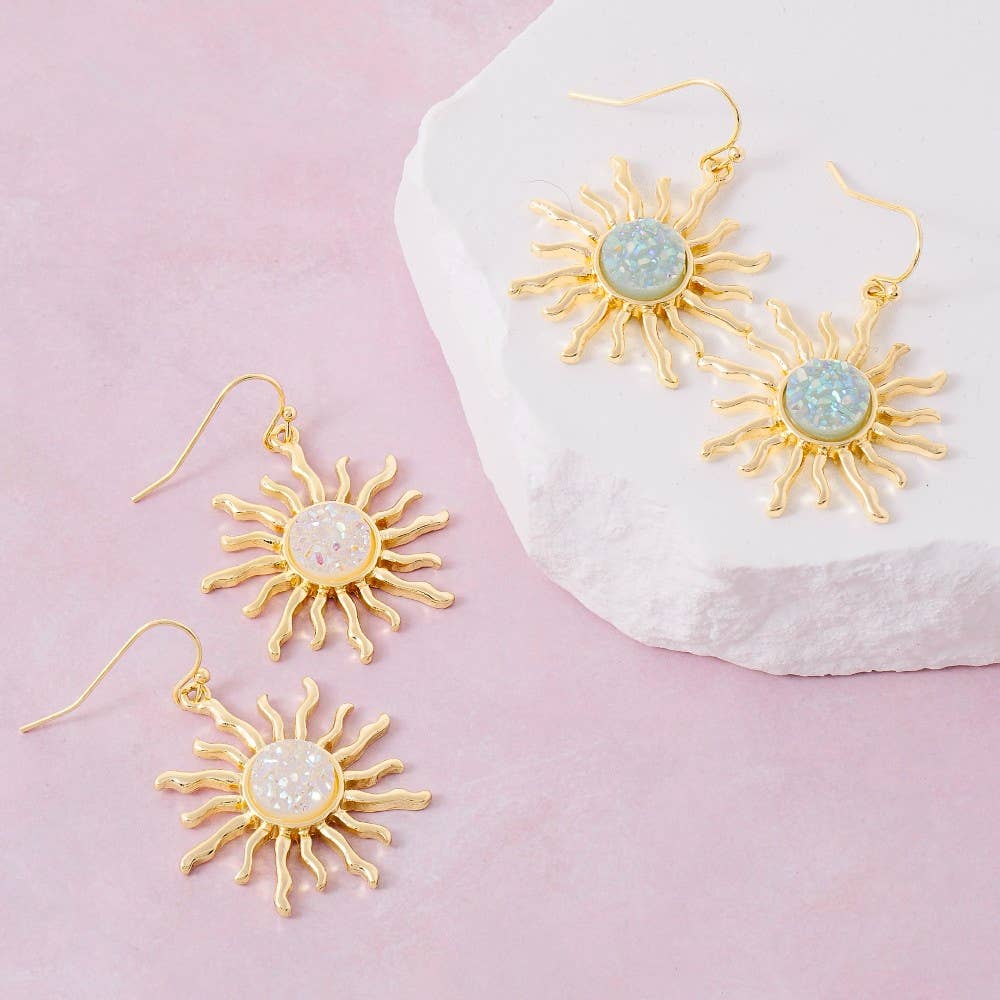 Glitter Resin Sun Dangle Earrings