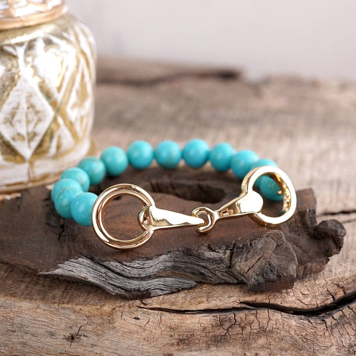 Turquoise Beaded Horse Bit Bracelet – Coastal Rein