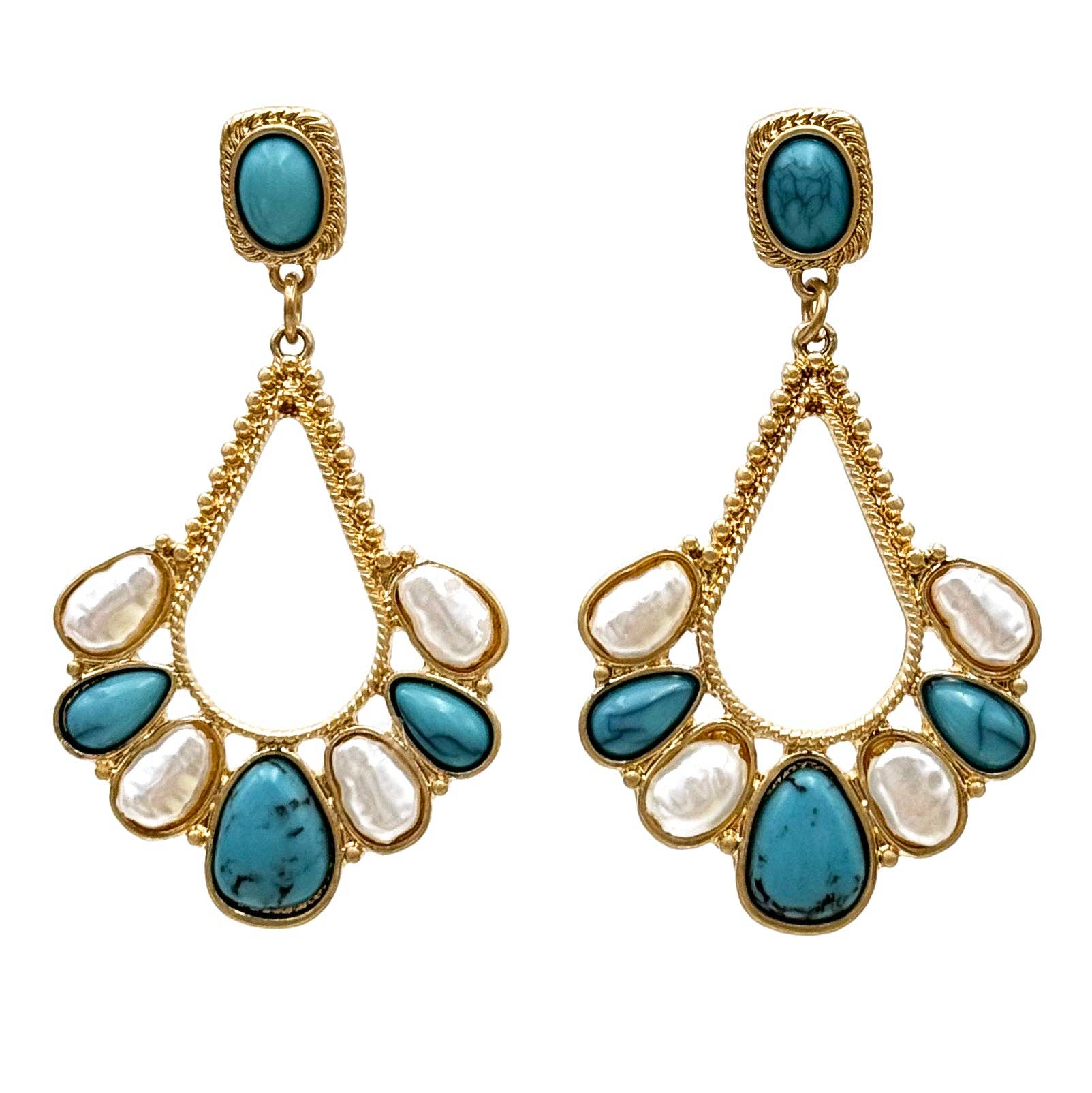 Turquoise Pearl Teardrop Earrings