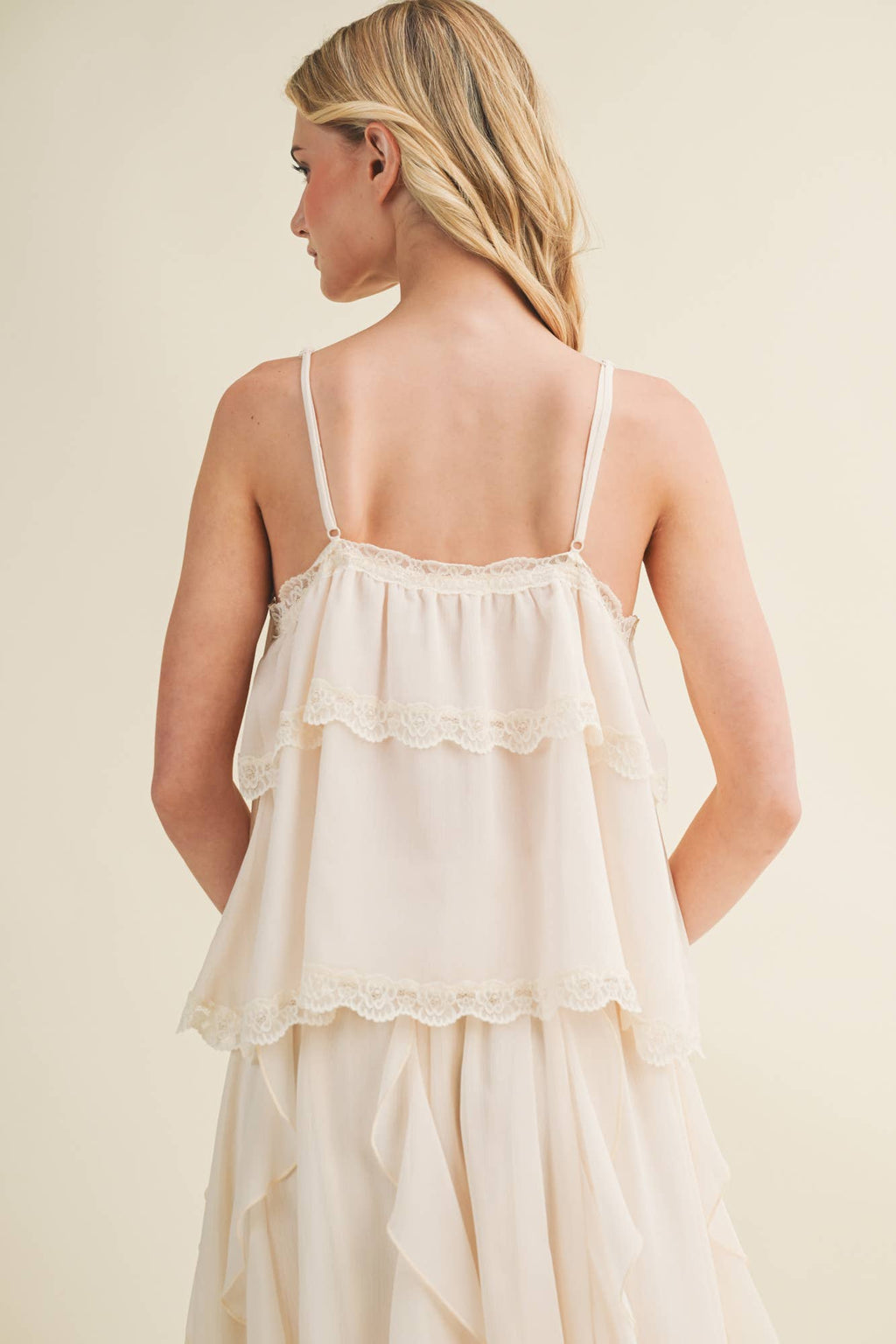 Delicate Lace Inset Tiered Camisole
