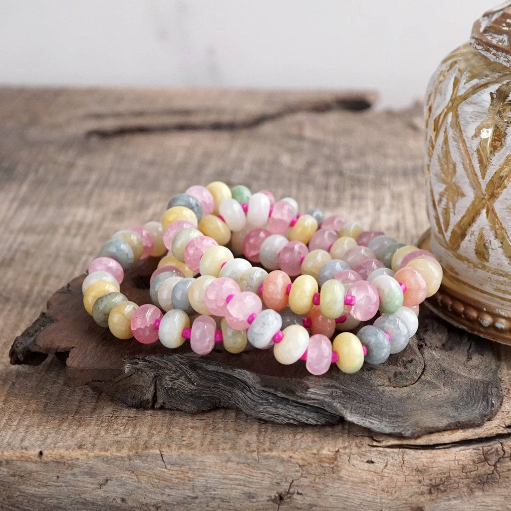 Sunlit Drift – Crackle Glass Rondelle Bracelet Set