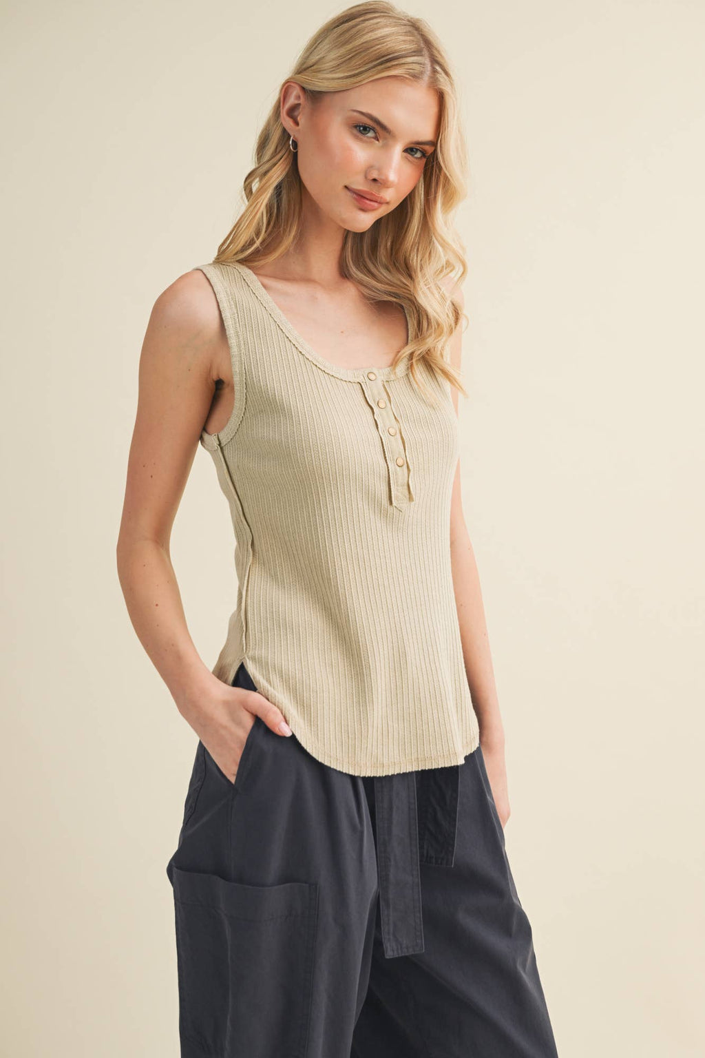 Deconstructed Vertebral Seam Ribbed Top
