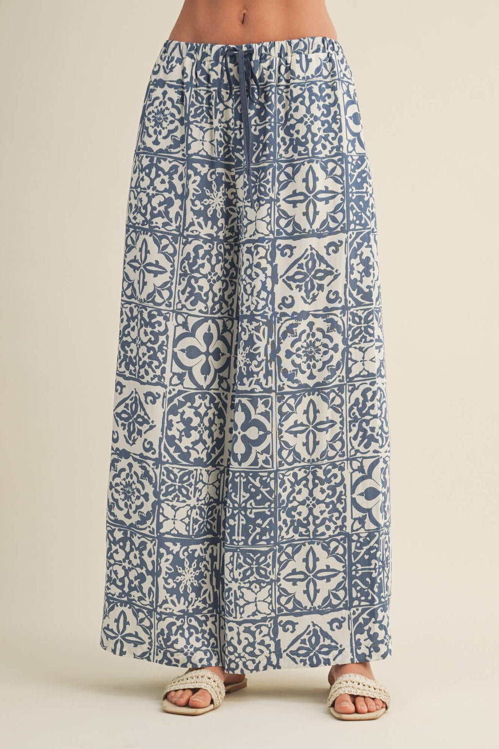 Geometric Tile Print Palazzo Trousers
