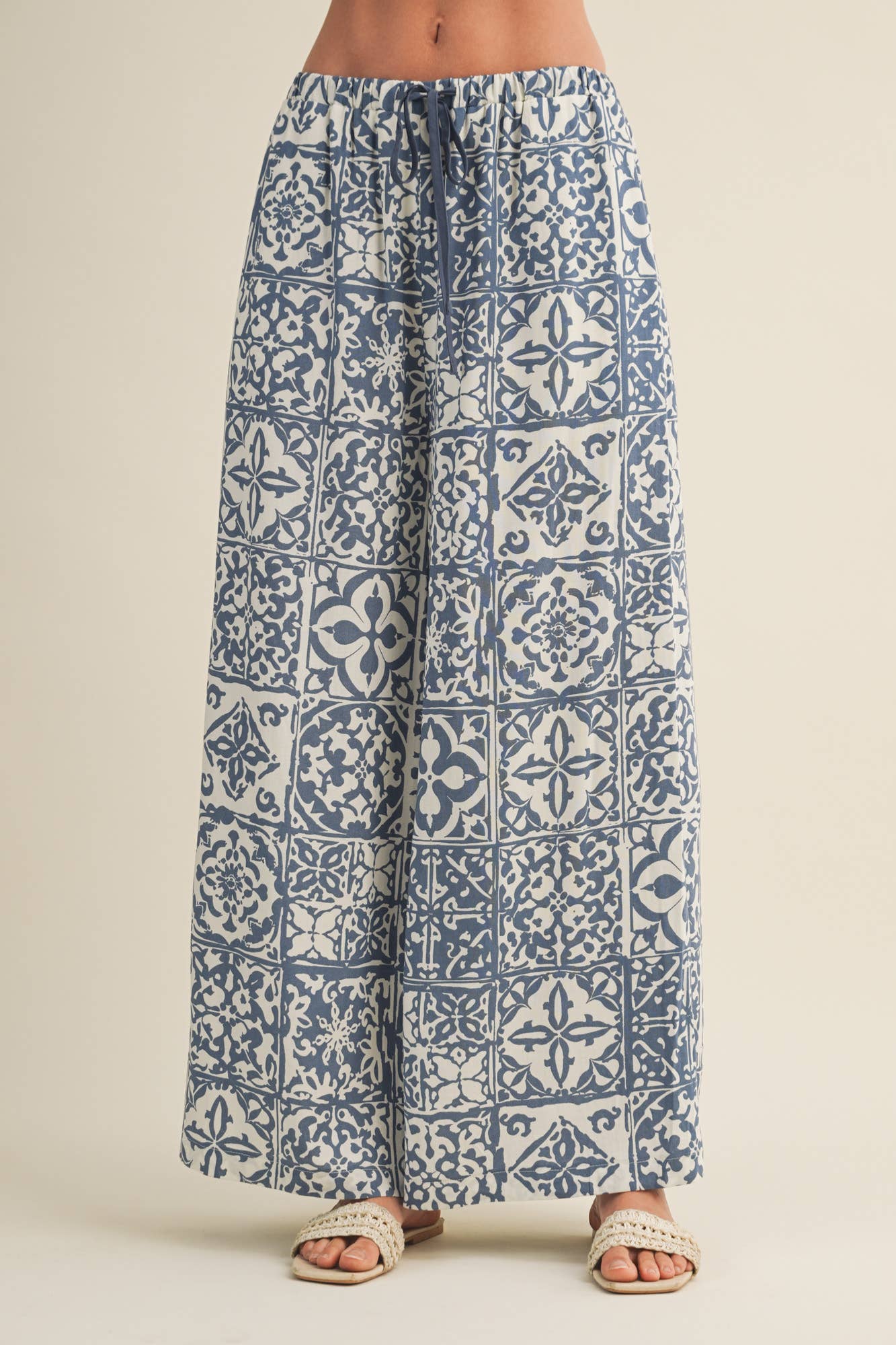 Geometric Tile Print Palazzo Trousers