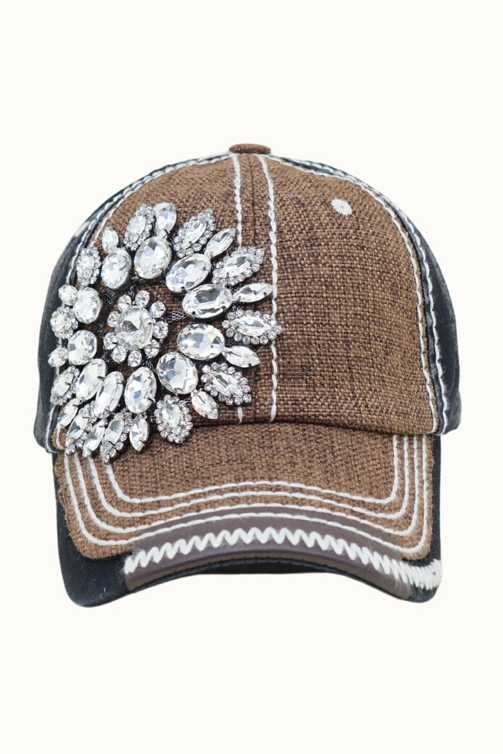 Sunflower Bejeweled Glitz Two-Toned Cap, Adjustable