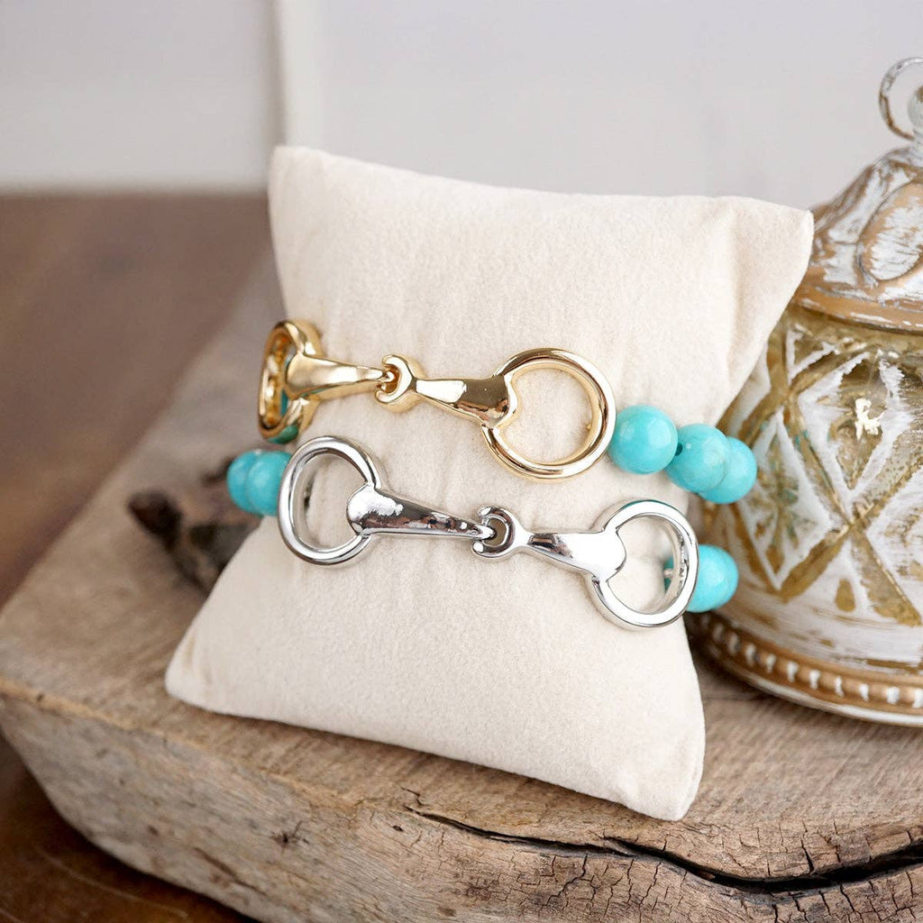 Turquoise Beaded Horse Bit Bracelet – Coastal Rein