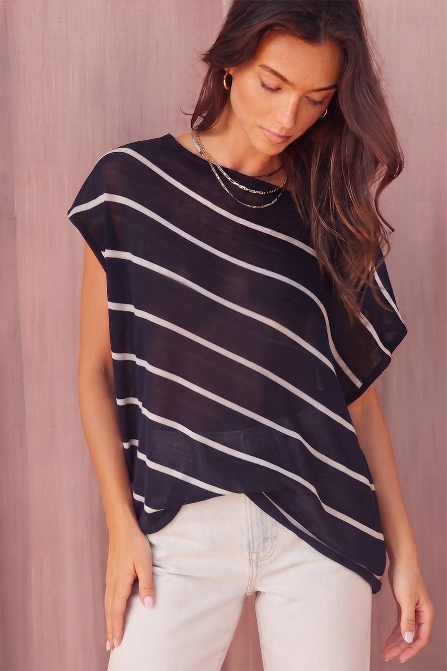 Monroe Asymmetrical Hem Stripe Tunic