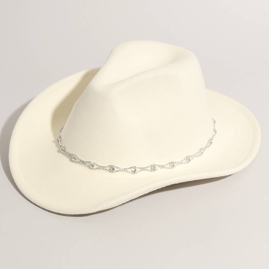 Rhinestone Decorative Solid Color Cowboy Hat