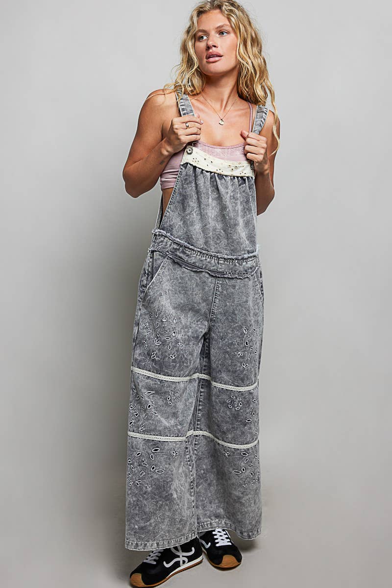 POL Twill Denim Wide Leg Overalls