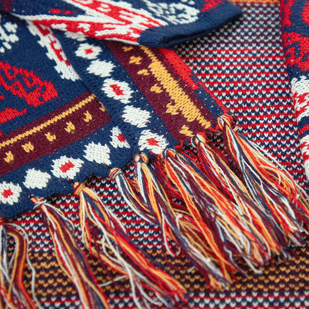 Navy and Red Aztec Print Long Sleeve Cardigan Sweater