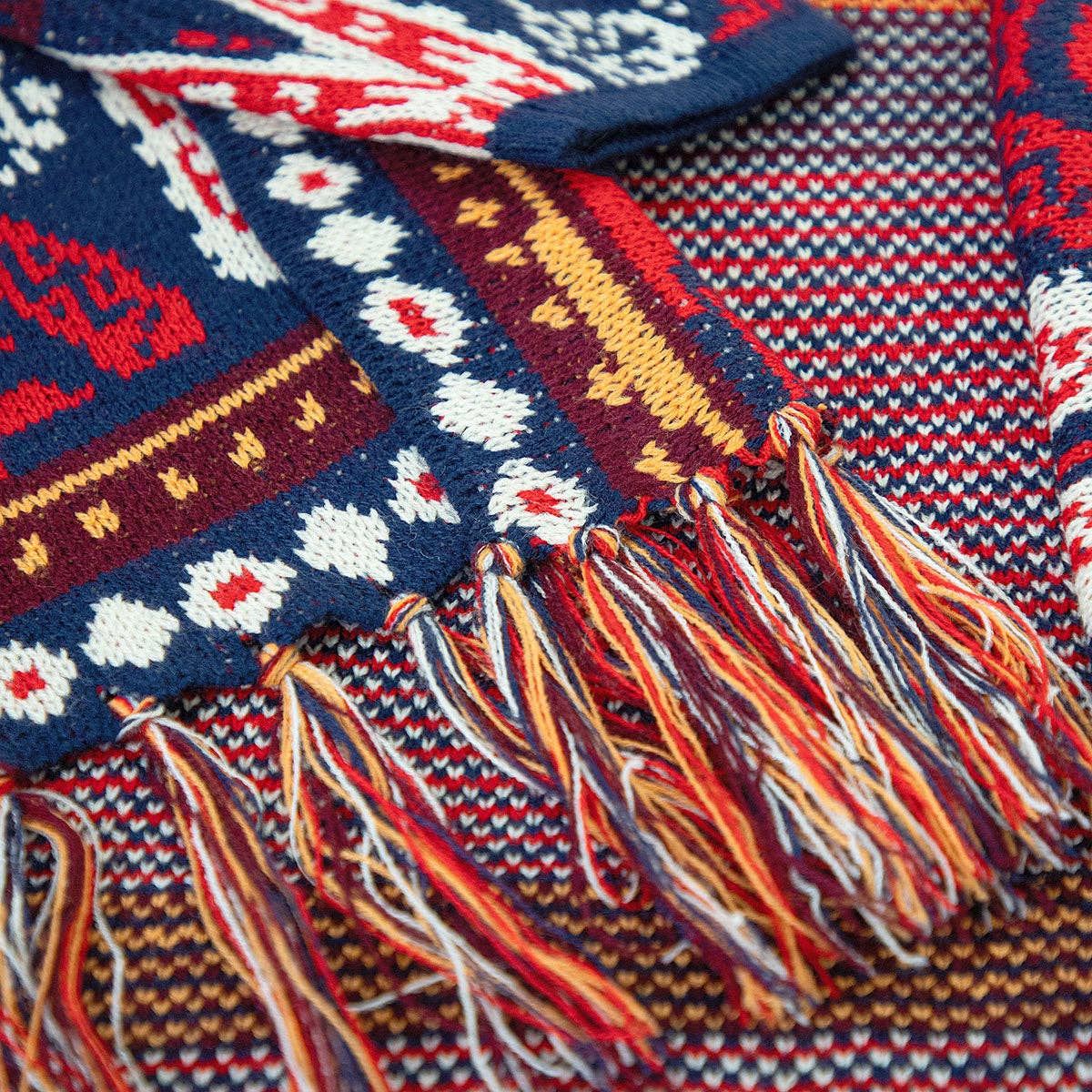 Navy and Red Aztec Print Long Sleeve Cardigan Sweater
