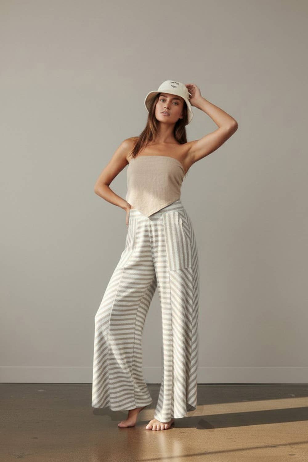 Stripe Lounge Wide Leg Summer Pants