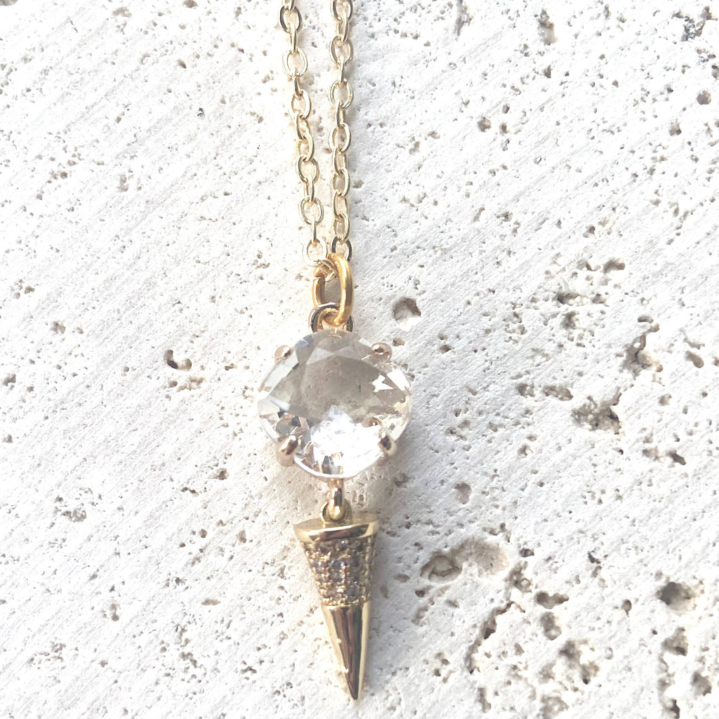 Simple Spike Gold Charm Necklace