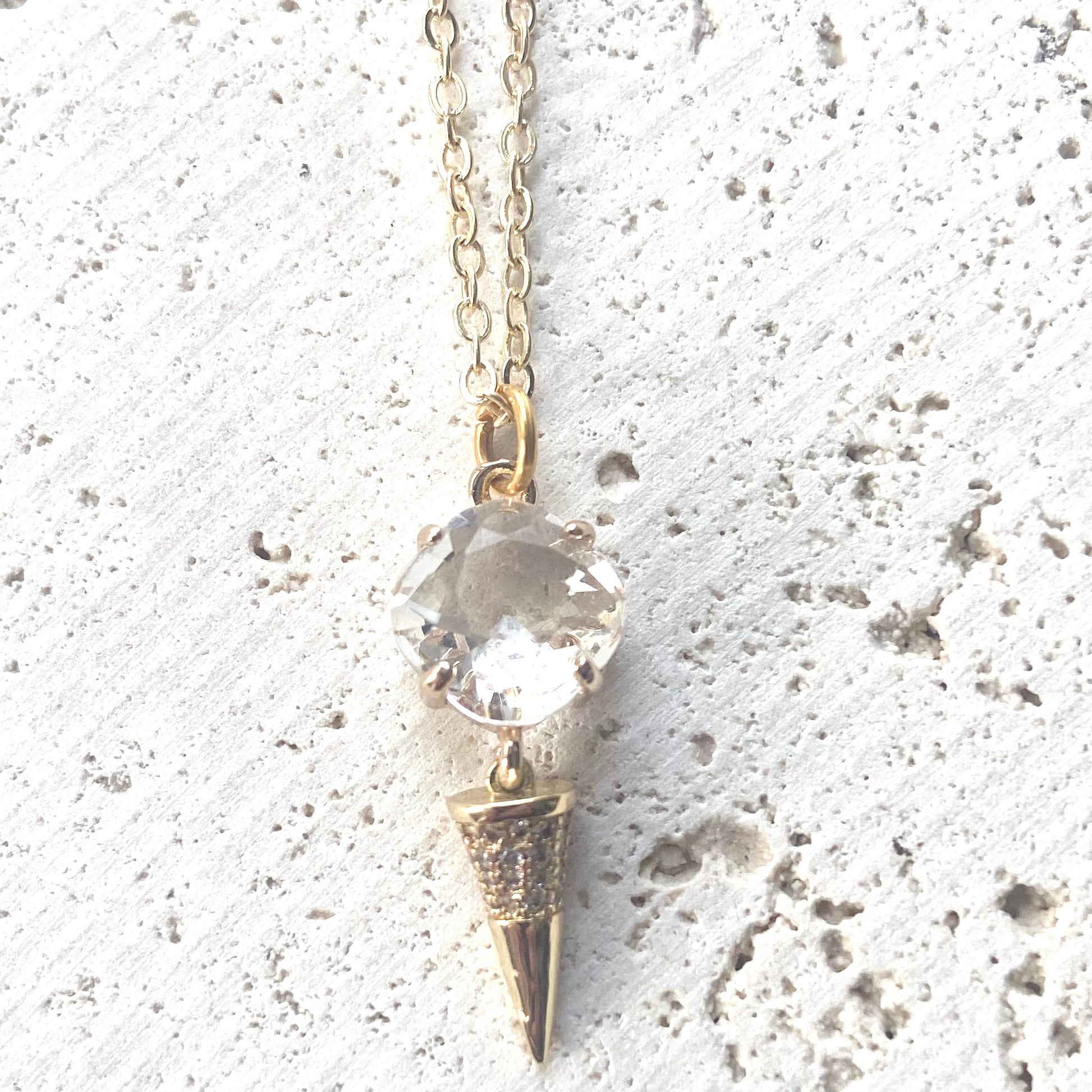 Simple Spike Gold Charm Necklace