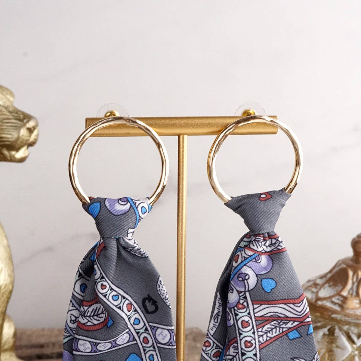 Wild Whimsy – Statement Fabric Tie Hoop Earrings
