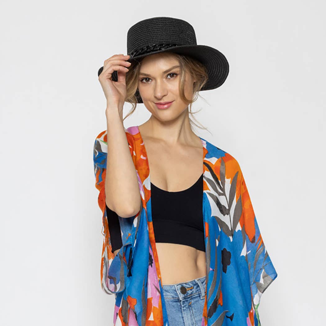 Women's Chain Accent Boater Panama Hat