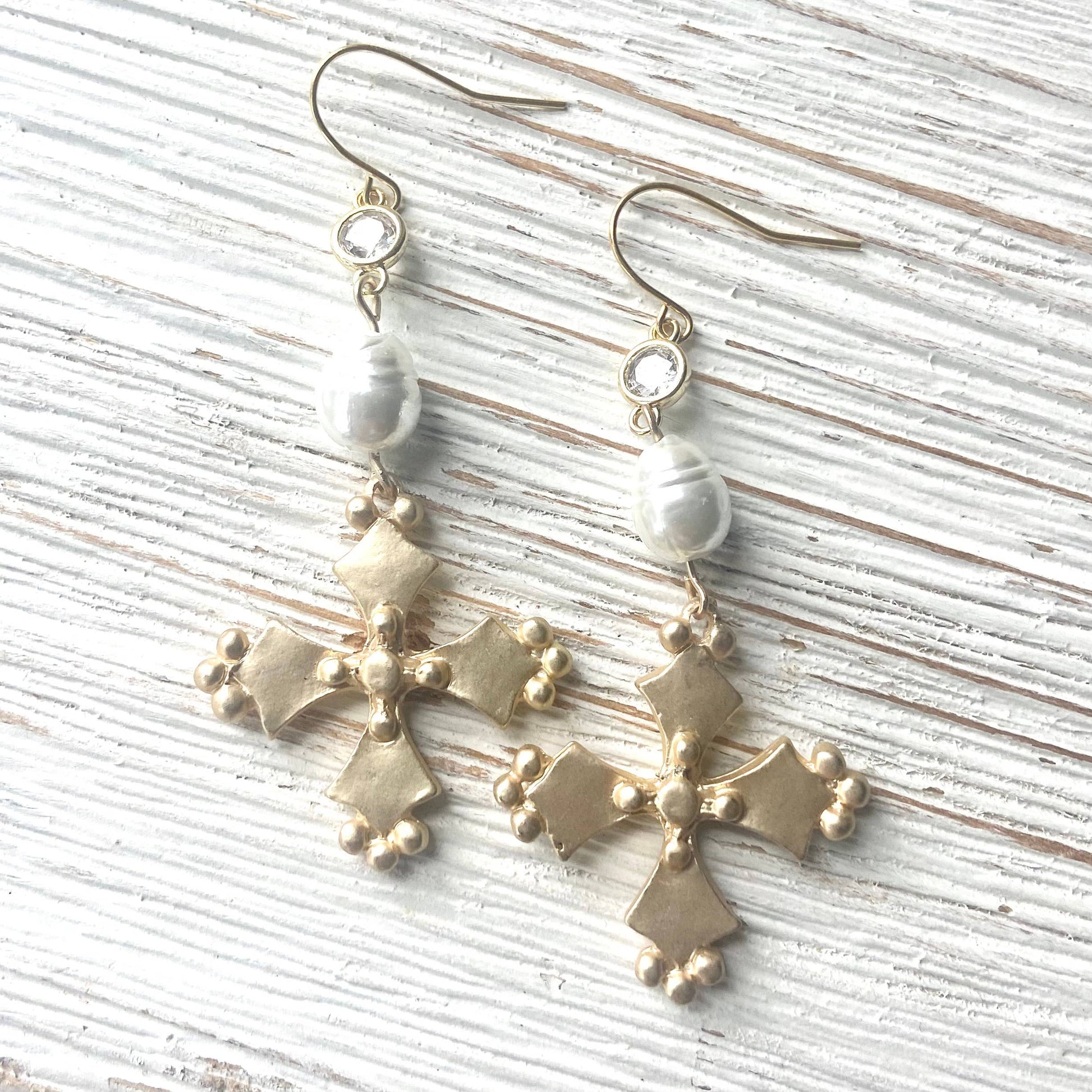 French Cross Earrings