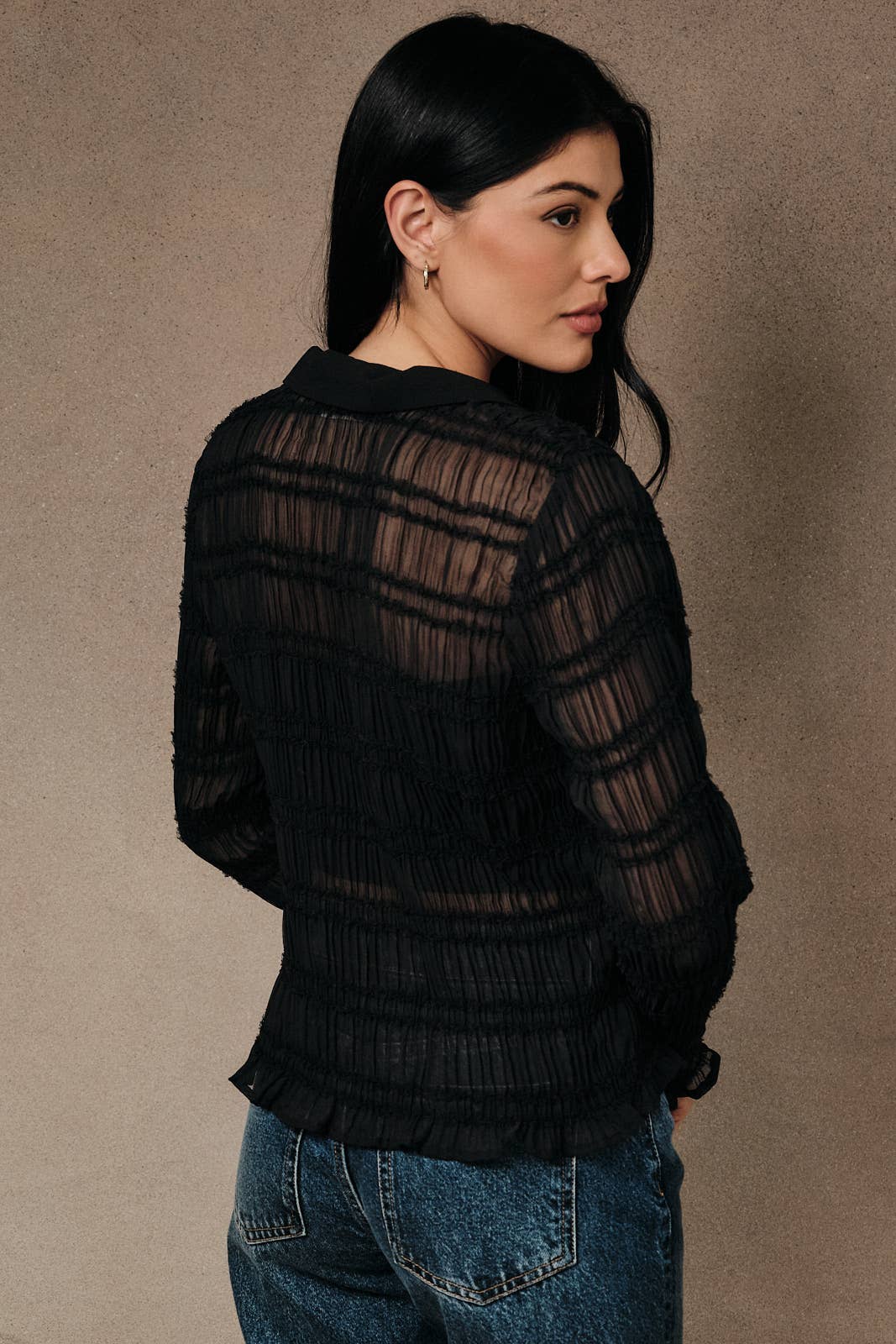 Solange Sheer Button Down Shirt