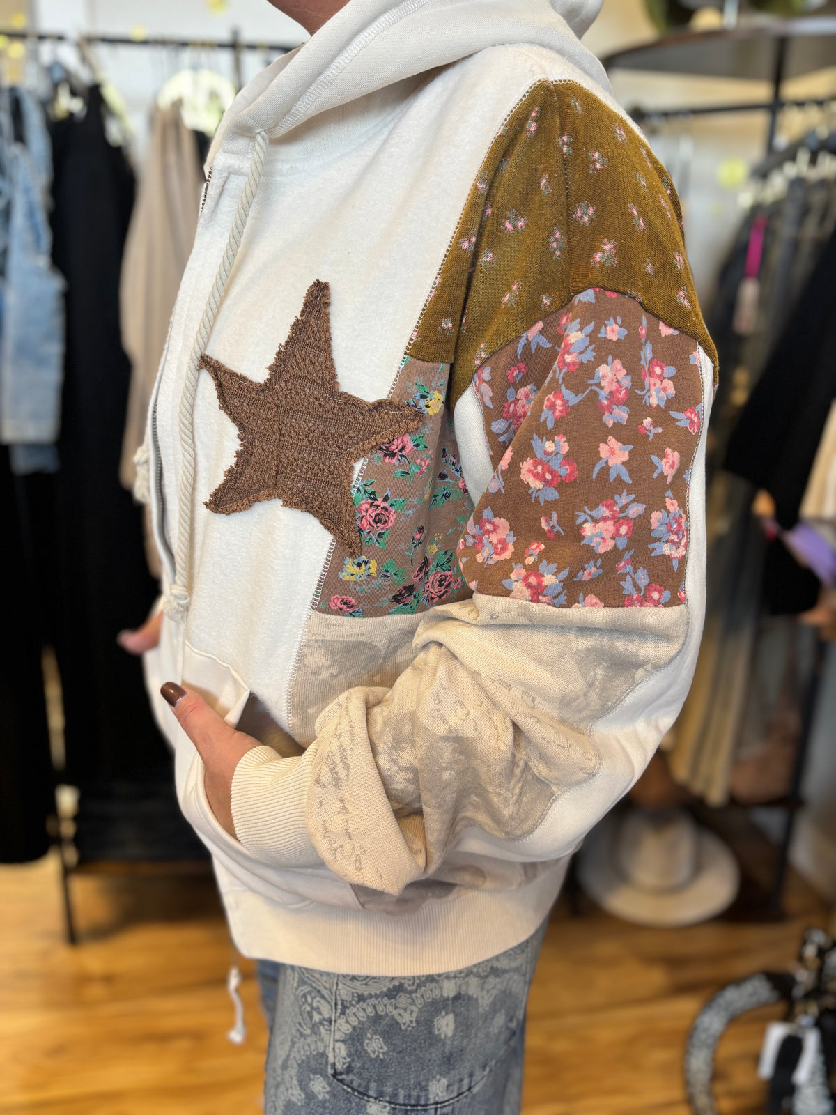 Piper Patchwork Star Zip-Up Hoodie