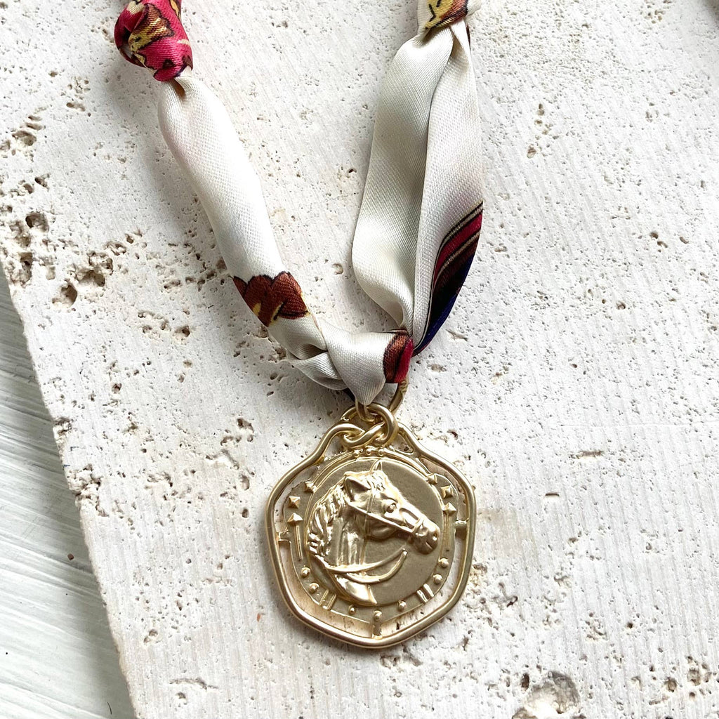 Van Gough Scarf Necklace w/ Charms + Pendants