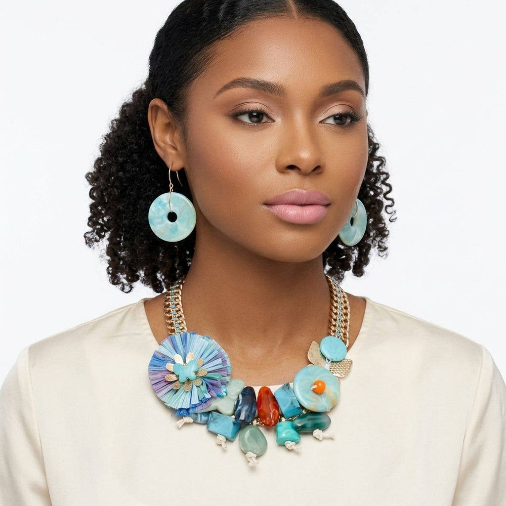 Butterfly and Bead Gold Chain Collar Necklace