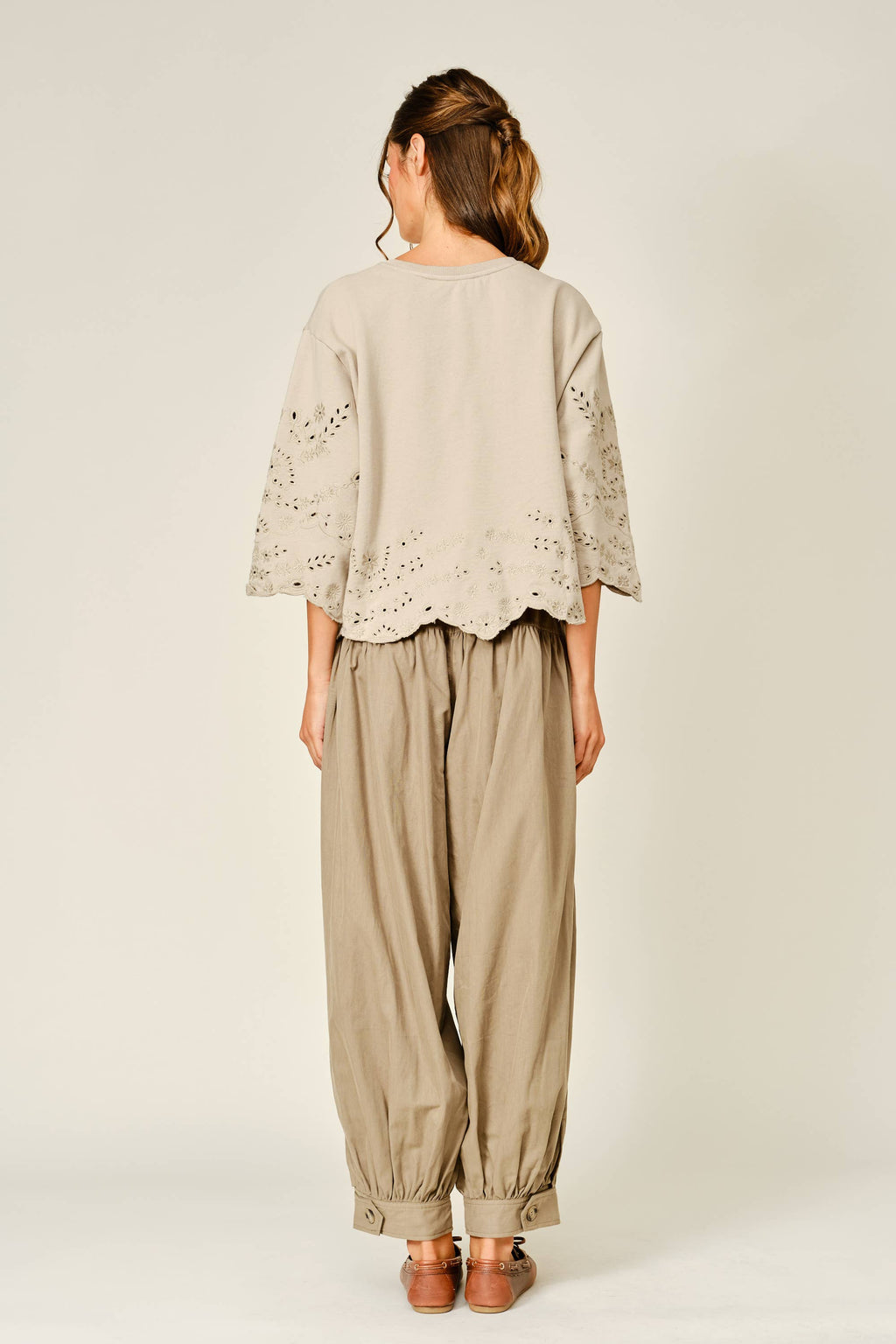 Terry Eyelet Short-Sleeve Sweatshirt
