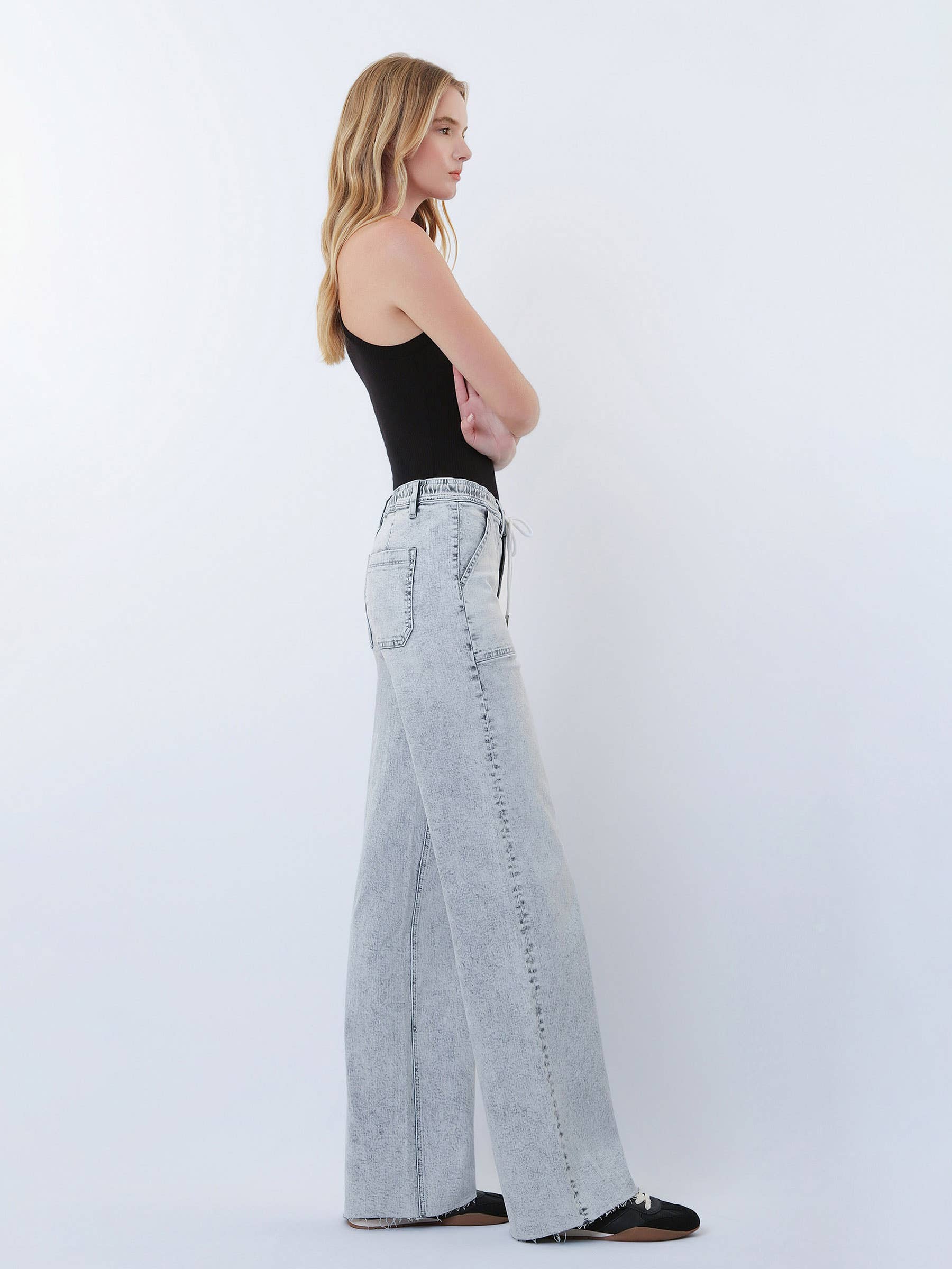 Marlow High Rise Drawstring Wide Leg Jeans