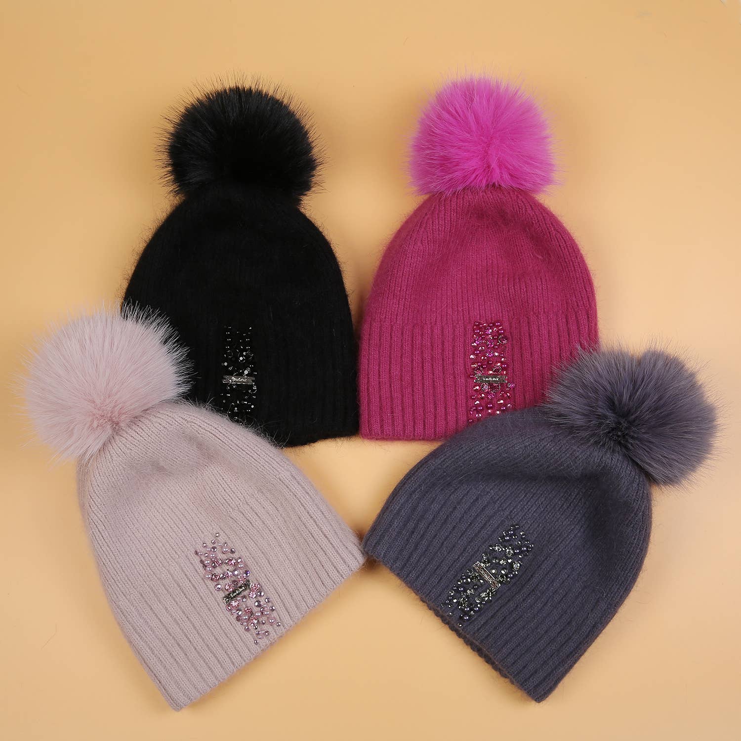 Decorative Perlies Accent Pompom Hat SD120