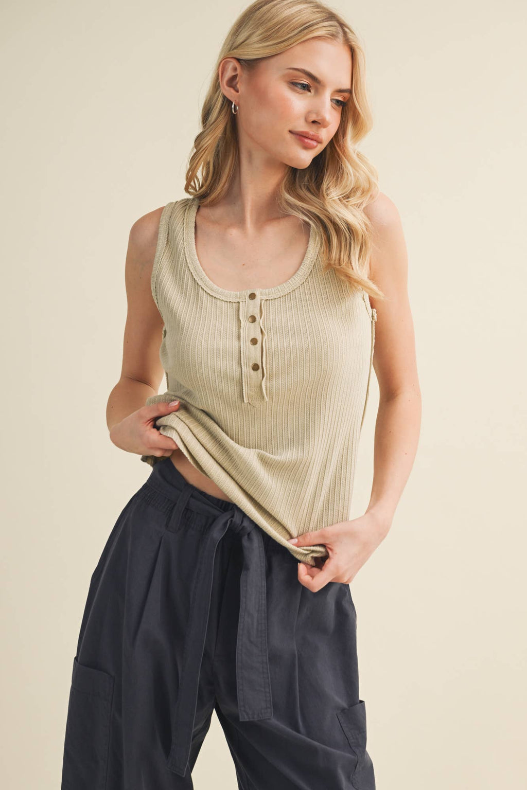 Deconstructed Vertebral Seam Ribbed Top