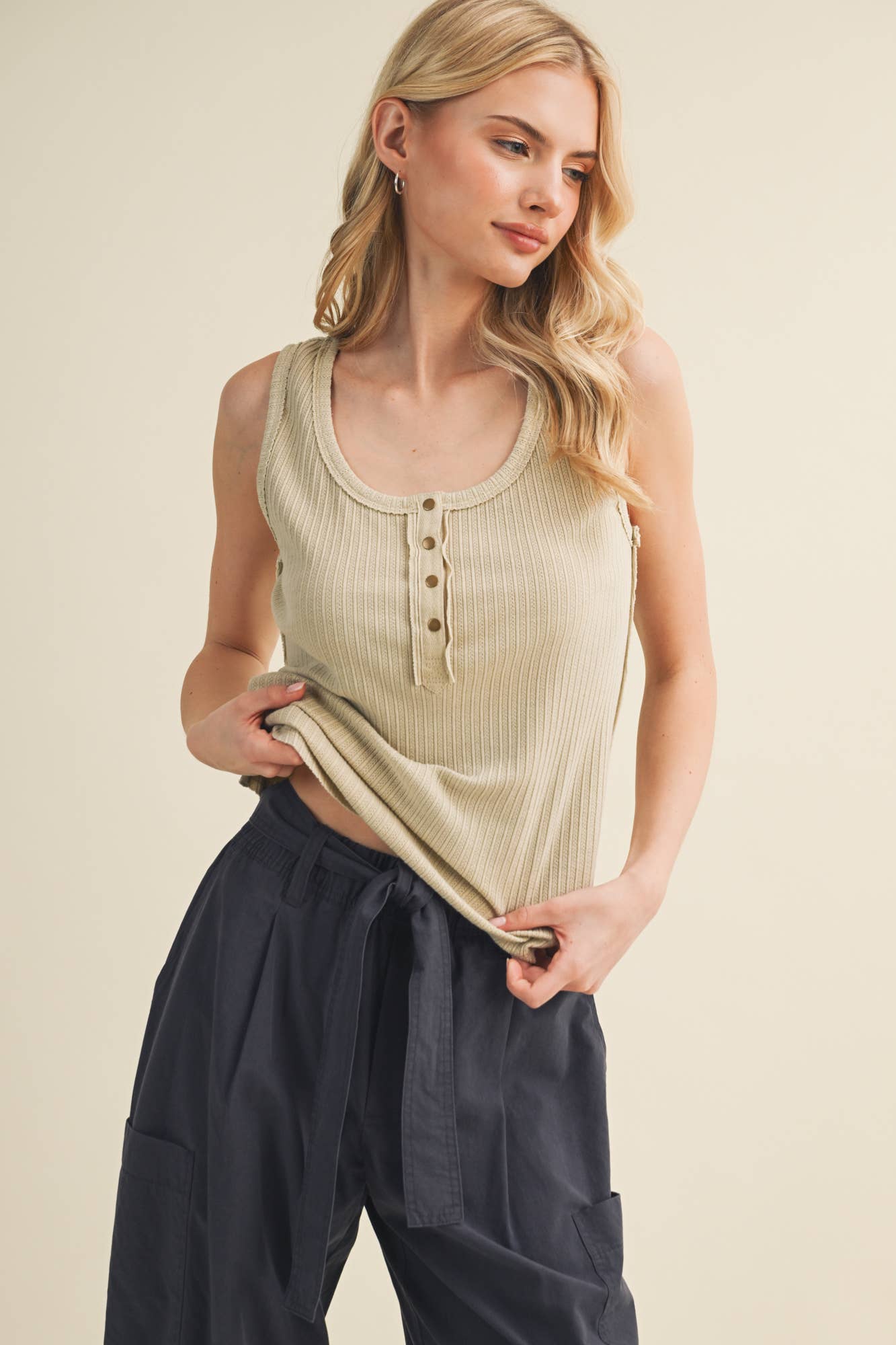 Deconstructed Vertebral Seam Ribbed Top