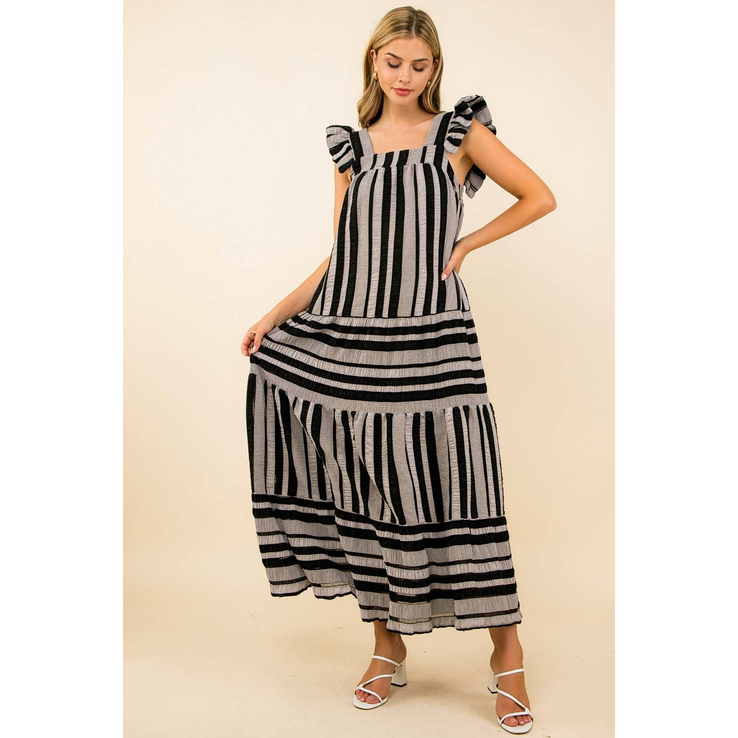 Striped Tiered Maxi Dress
