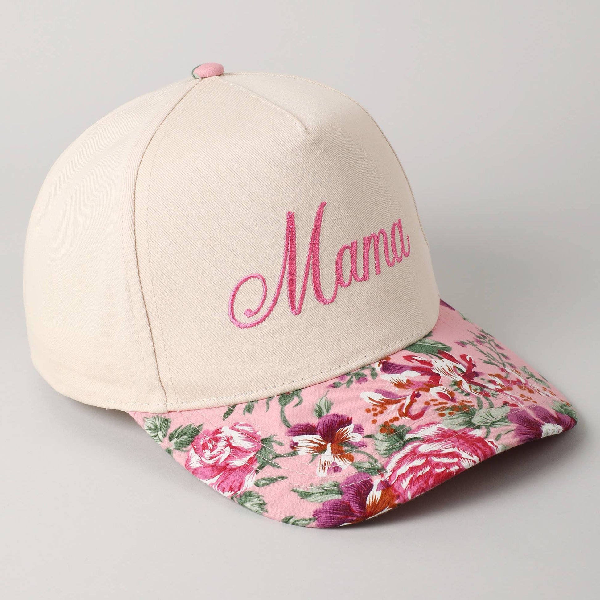 Mama Embroidery Floral Two-Tone Trucker Hat