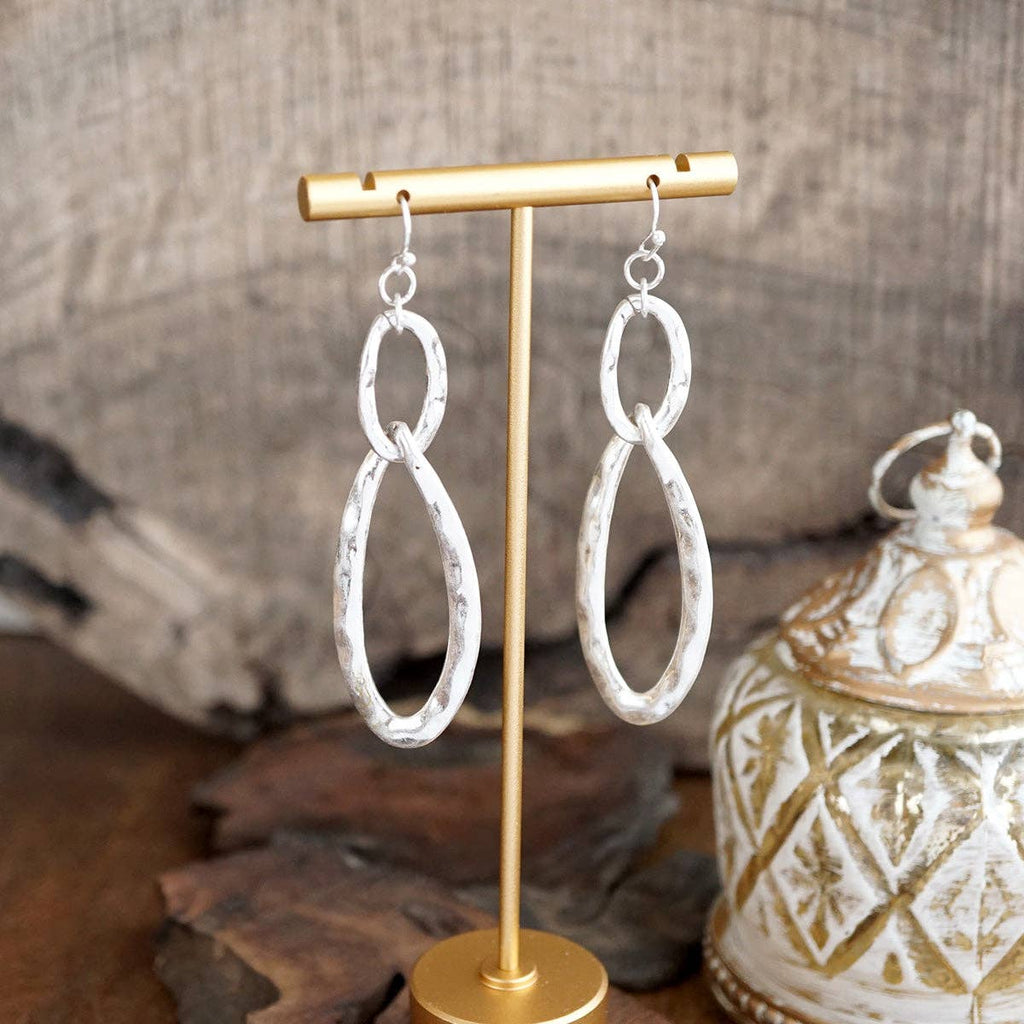Molten Loop – Hammered Oval Link Drop Earrings