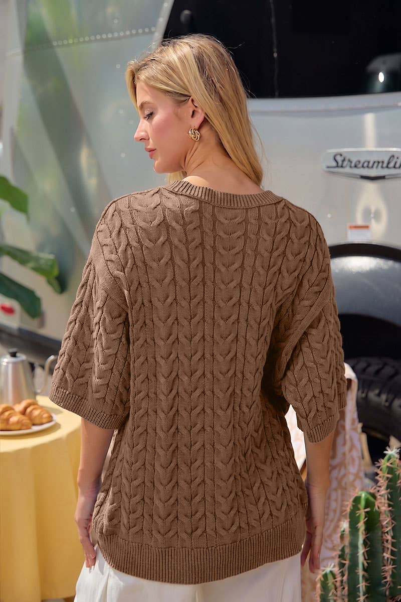 Vivienne Washed Cable Knit Top