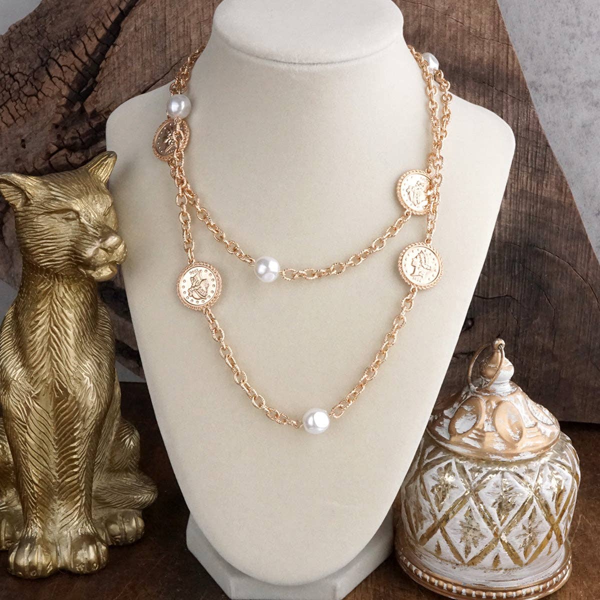 Starlit Relics – Coin & Pearl Station Necklace
